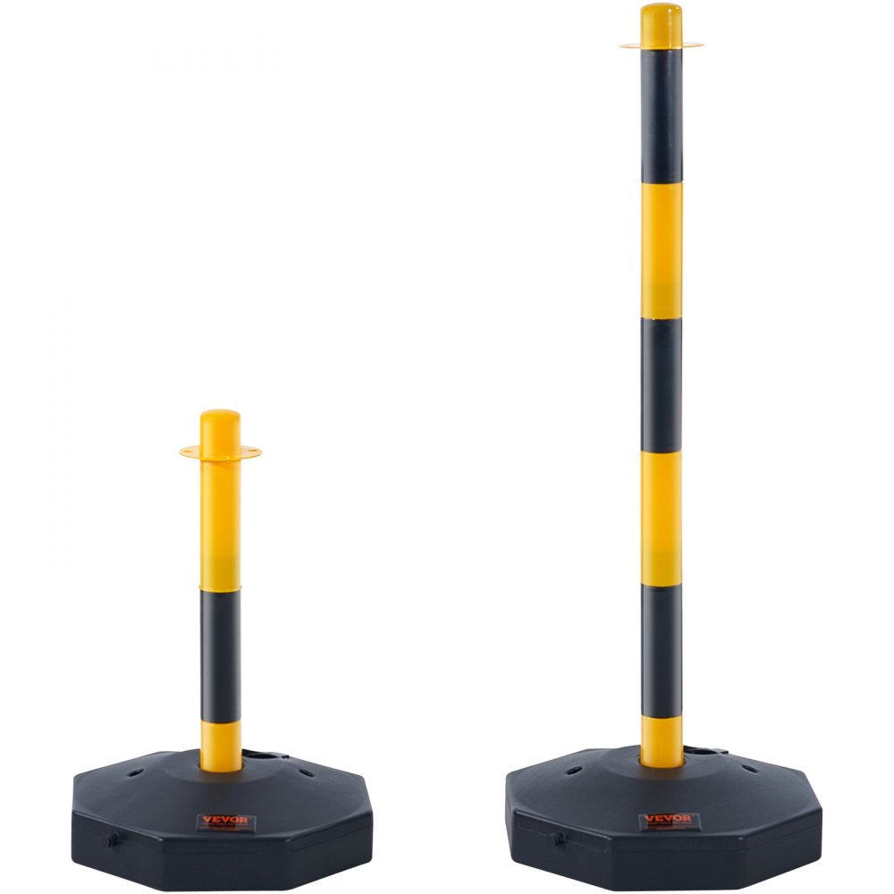 VEVOR Adjustable Traffic Delineator Post Cones, 4 Pack, Traffic Safety Delineator Barrier with Fillable Base 8FT Chain, for Traffic Control Warning Parking Lot Construction Caution Roads, Yellow&Black