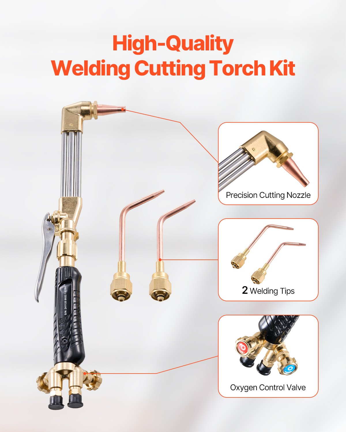 VEVOR Oxygen Acetylene Torch Kit 12PCS Gas Welding Cutting Torch Kit 177'' Hose
