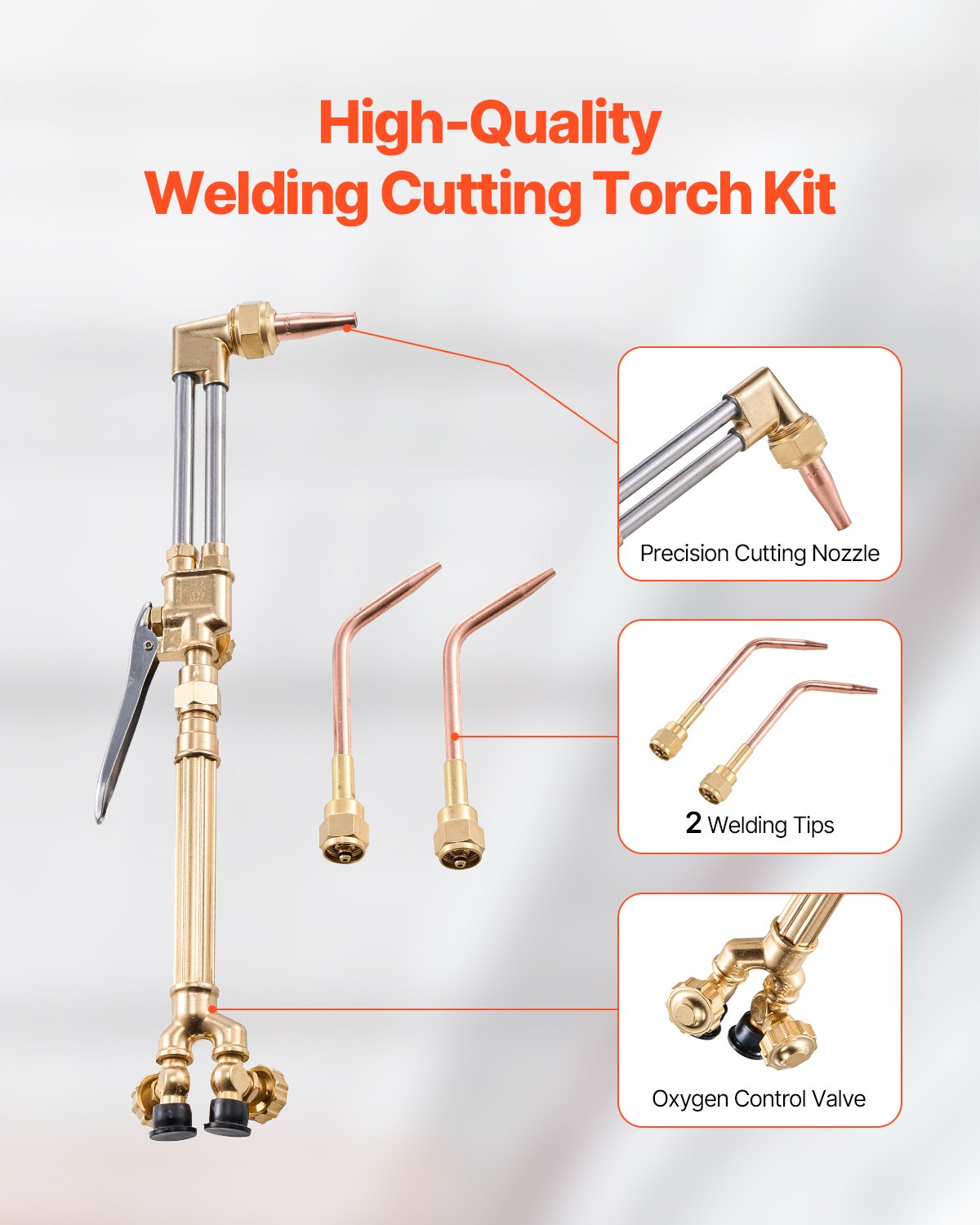VEVOR Oxygen Acetylene Torch Kit 14PCS Gas Welding Cutting Set & Cylinder Holder