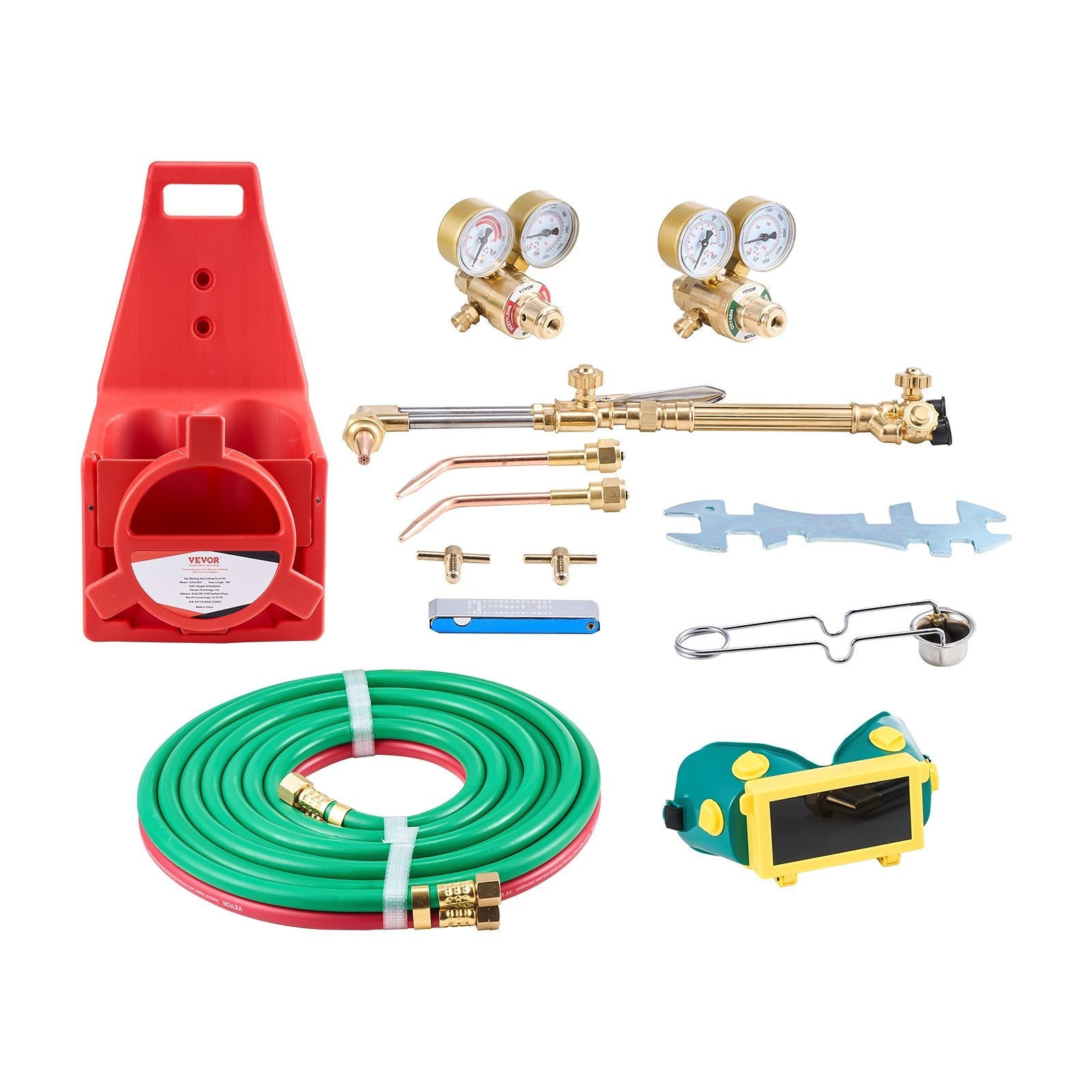 VEVOR Oxygen Acetylene Torch Kit 14PCS Gas Welding Cutting Set & Cylinder Holder