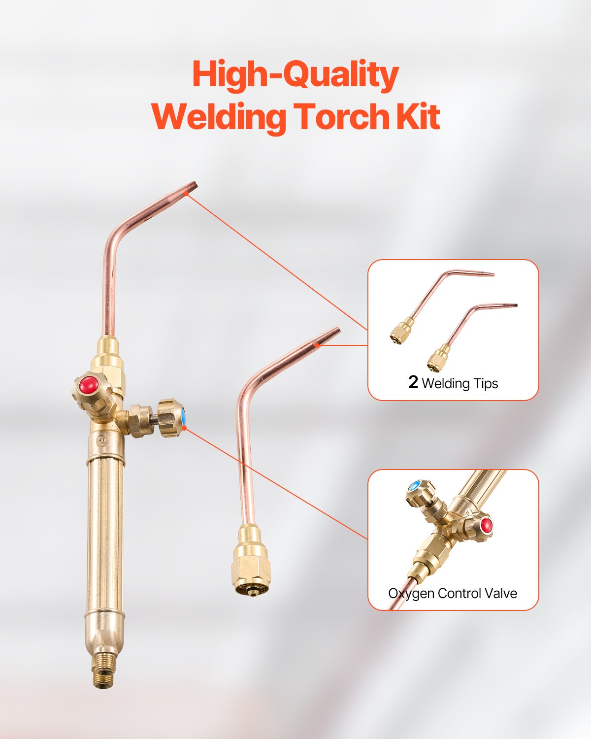 VEVOR Oxygen Acetylene Torch Kit 14PCS Gas Welding Set & Cylinder Holder Hose