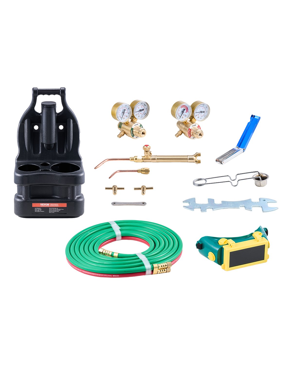 VEVOR Oxygen Acetylene Torch Kit 14PCS Gas Welding Set & Cylinder Holder Hose