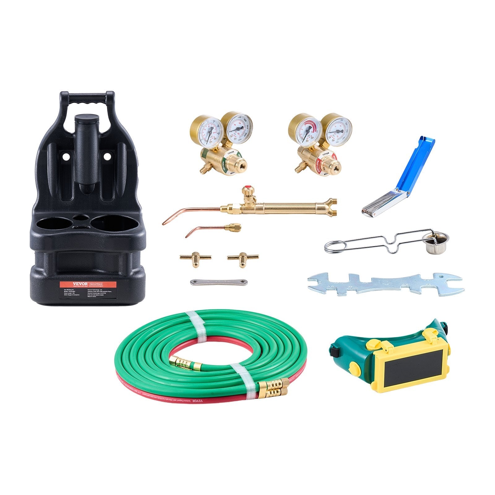 VEVOR Oxygen Acetylene Torch Kit 14PCS Gas Welding Set & Cylinder Holder Hose