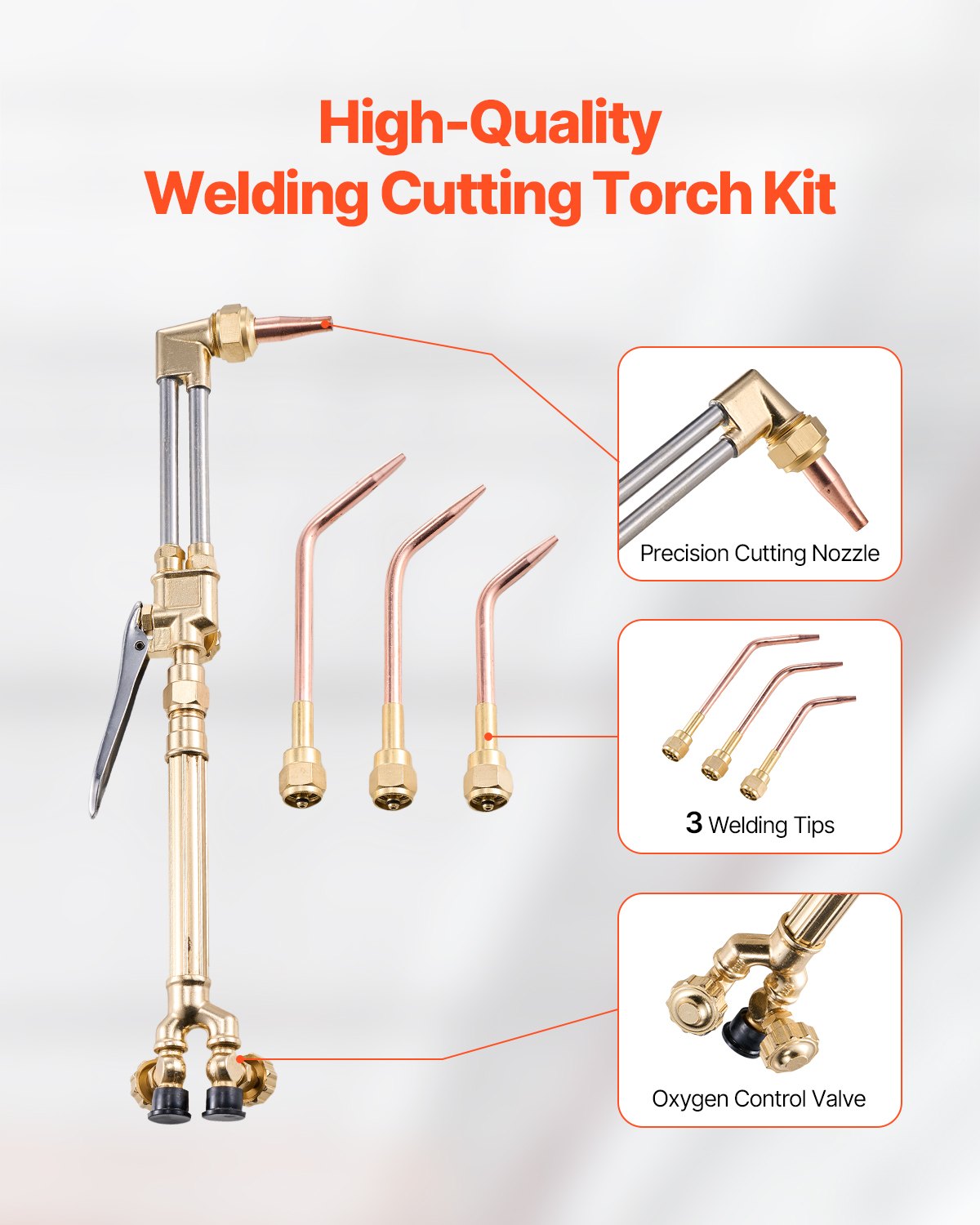 VEVOR Oxygen Acetylene Torch Kit 14PCS Gas Welding Cutting Set & Portable Case
