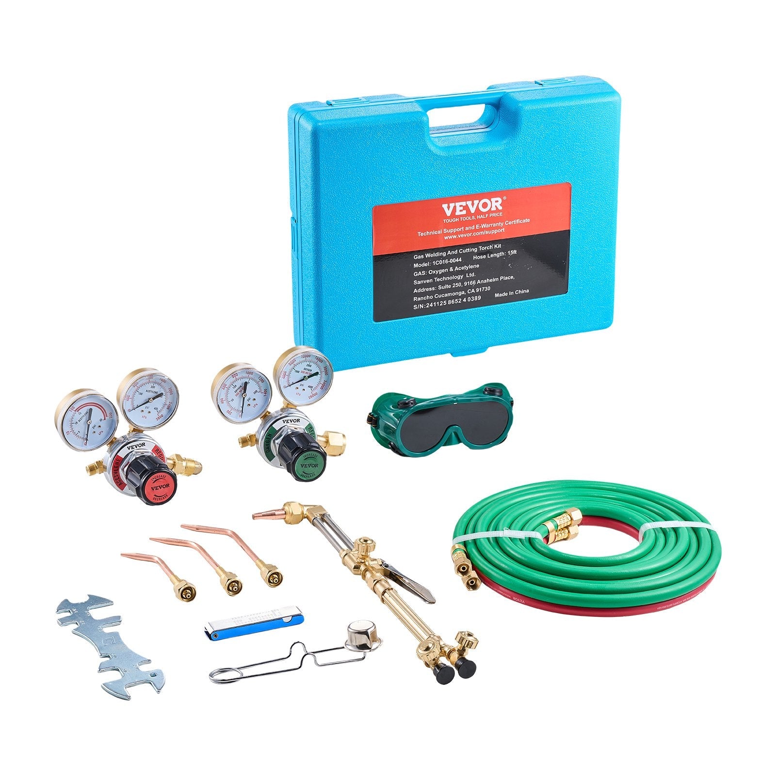 VEVOR Oxygen Acetylene Torch Kit 14PCS Gas Welding Cutting Set & Portable Case