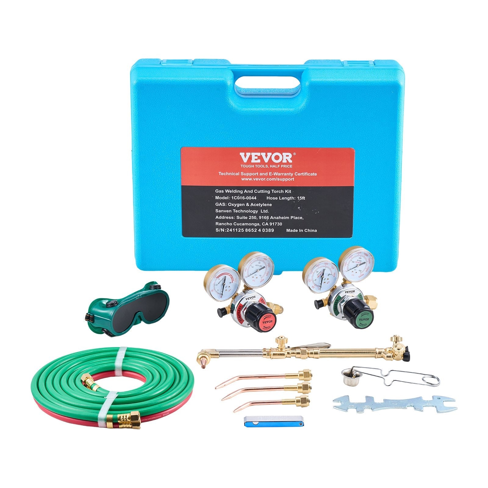 VEVOR Oxygen Acetylene Torch Kit 14PCS Gas Welding Cutting Set & Portable Case