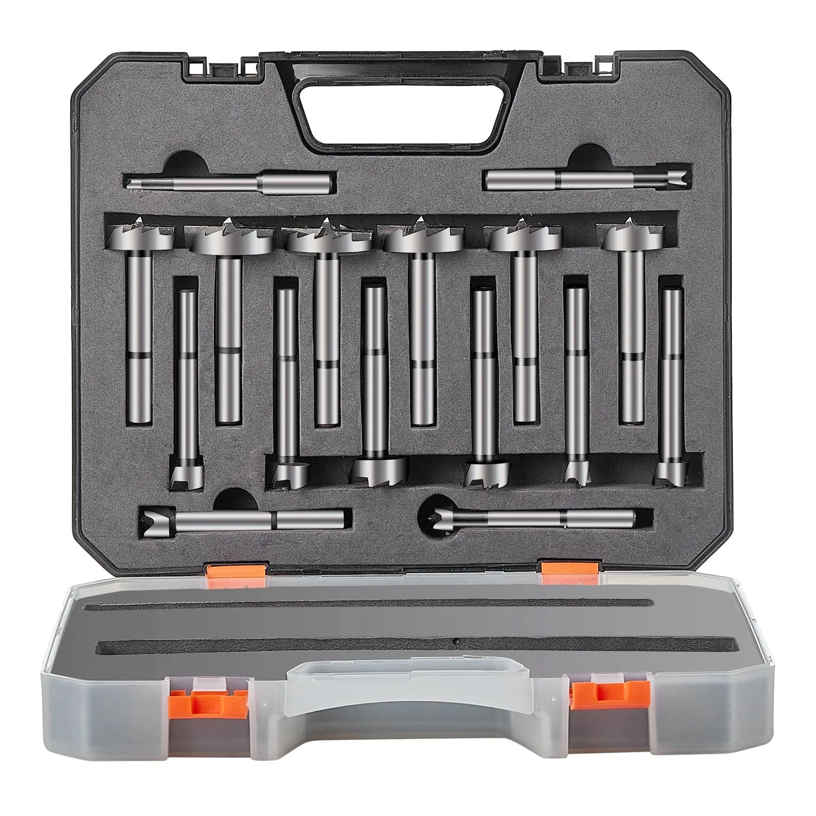 VEVOR Forstner Bit Set, 16 Pcs Forstner Drill Bits Set, 1/4" to 1-5/8", Carbon Steel, with Universal Round Shank, Forstner Drill Bit for Wood and Composite Board, Forstner Bits for Woodworking