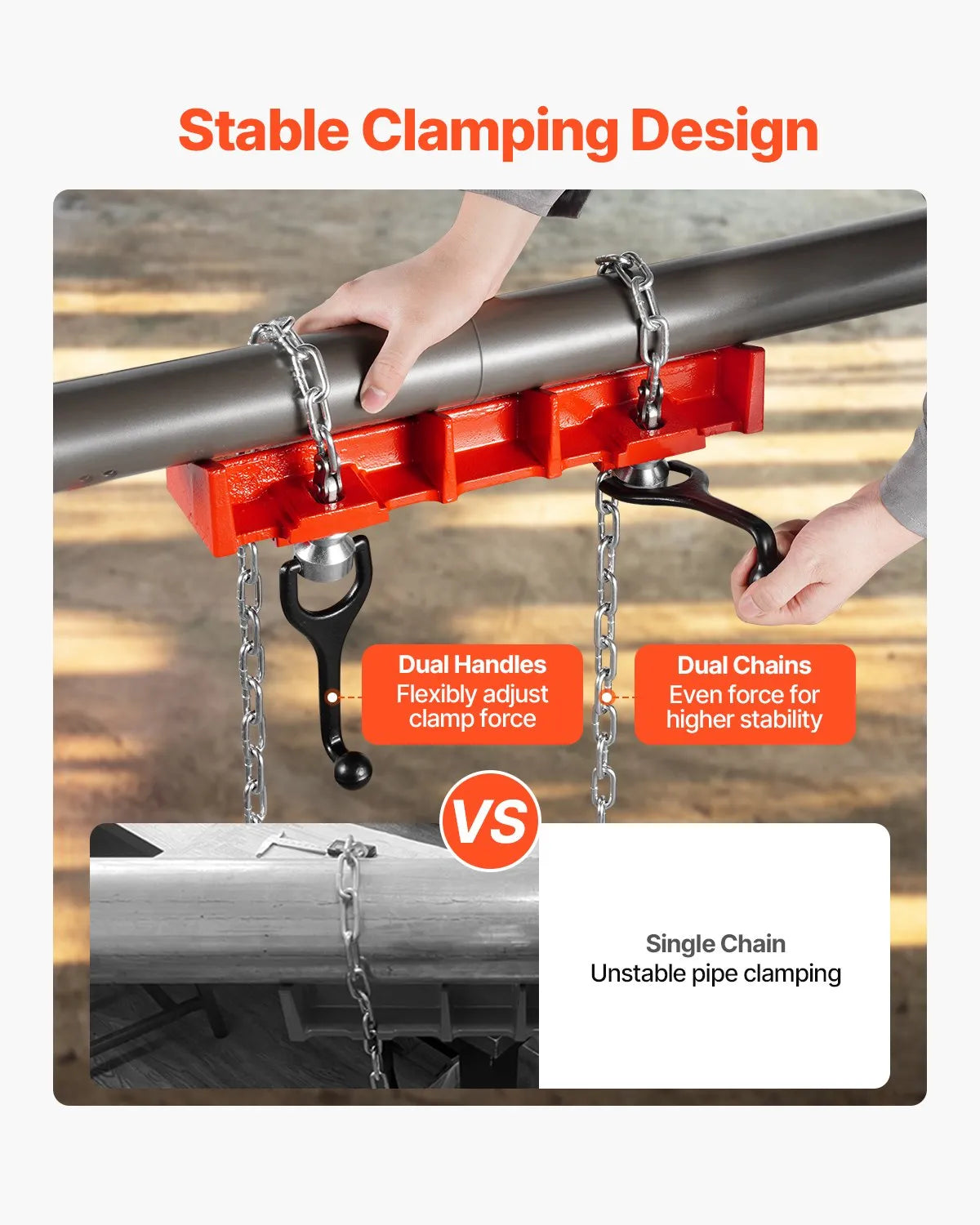 VEVOR Pipe Welding Vise 1/2" to 8" Pipe Welding Clamp with Dual Chains & Handles