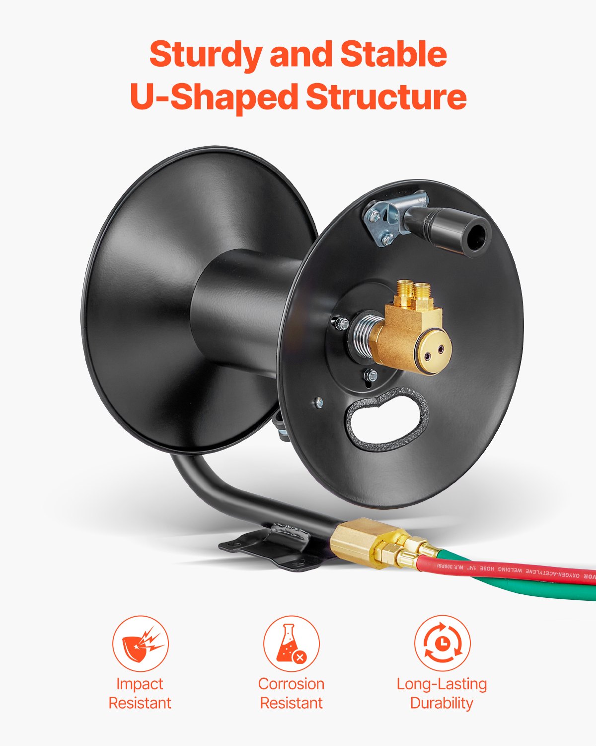 VEVOR Welding Hose Reel Hand Crank Rewind Hose Reel Heavy Duty Steel for Garage