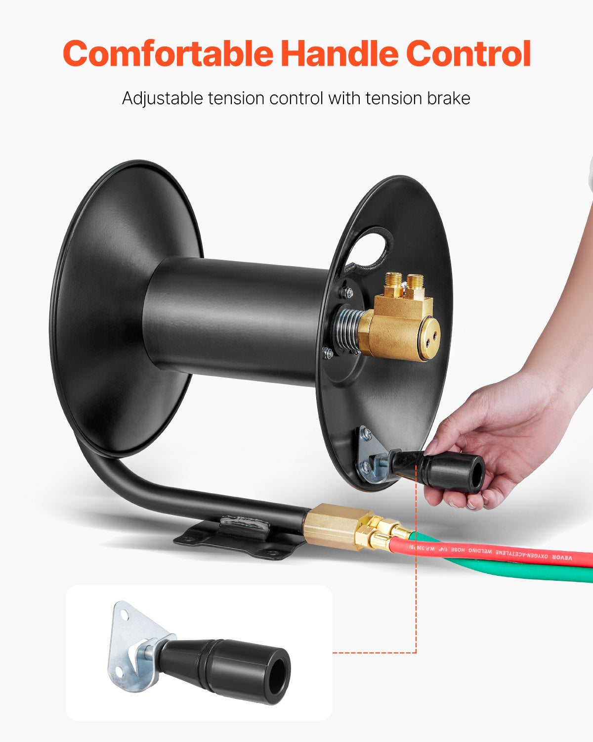 VEVOR Welding Hose Reel Hand Crank Rewind Hose Reel Heavy Duty Steel for Garage