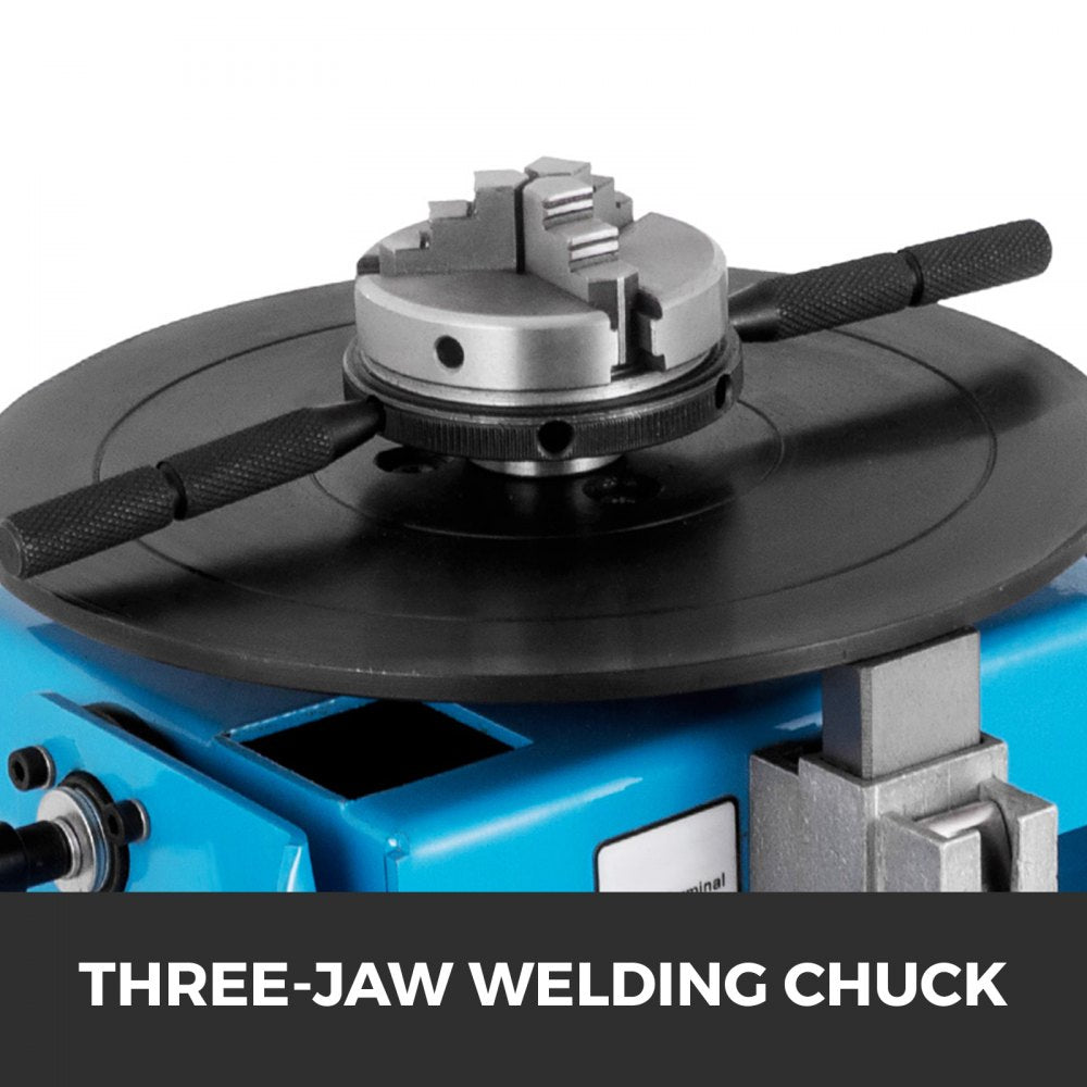 VEVOR 10KG Rotary Welding Positioner Turntable Table 110V Mini 0 to 90° Welding Positioner Positioning Turntable 2.5 Inch 3 Jaw Lathe Chuck 180mm Portable Welder Positioner Turntable Machine