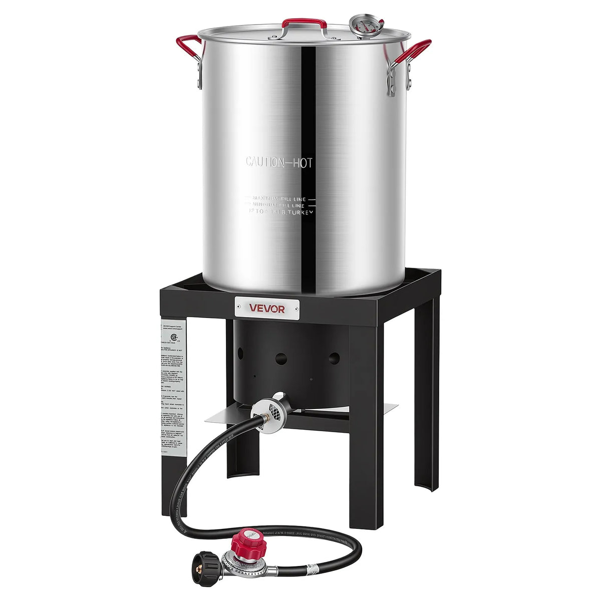 30 Qt Turkey Fryer & 10 Qt Seafood Boiler Set with 54,000 BTU Propane Burner, Basket & Stand - Aluminum