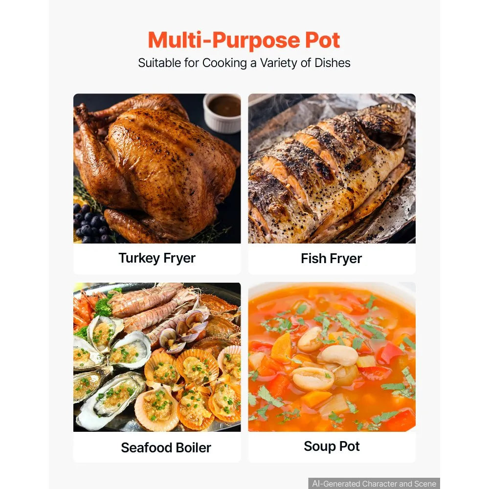 30 QT Turkey Fryer & Seafood Boiler Set with 54,000 BTU Propane Burner, Basket & Stand