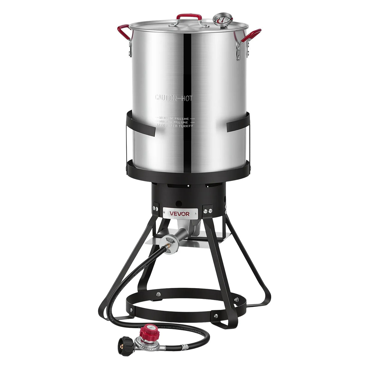 30 QT Turkey Fryer & Seafood Boiler Set with 54,000 BTU Propane Burner, Basket & Stand