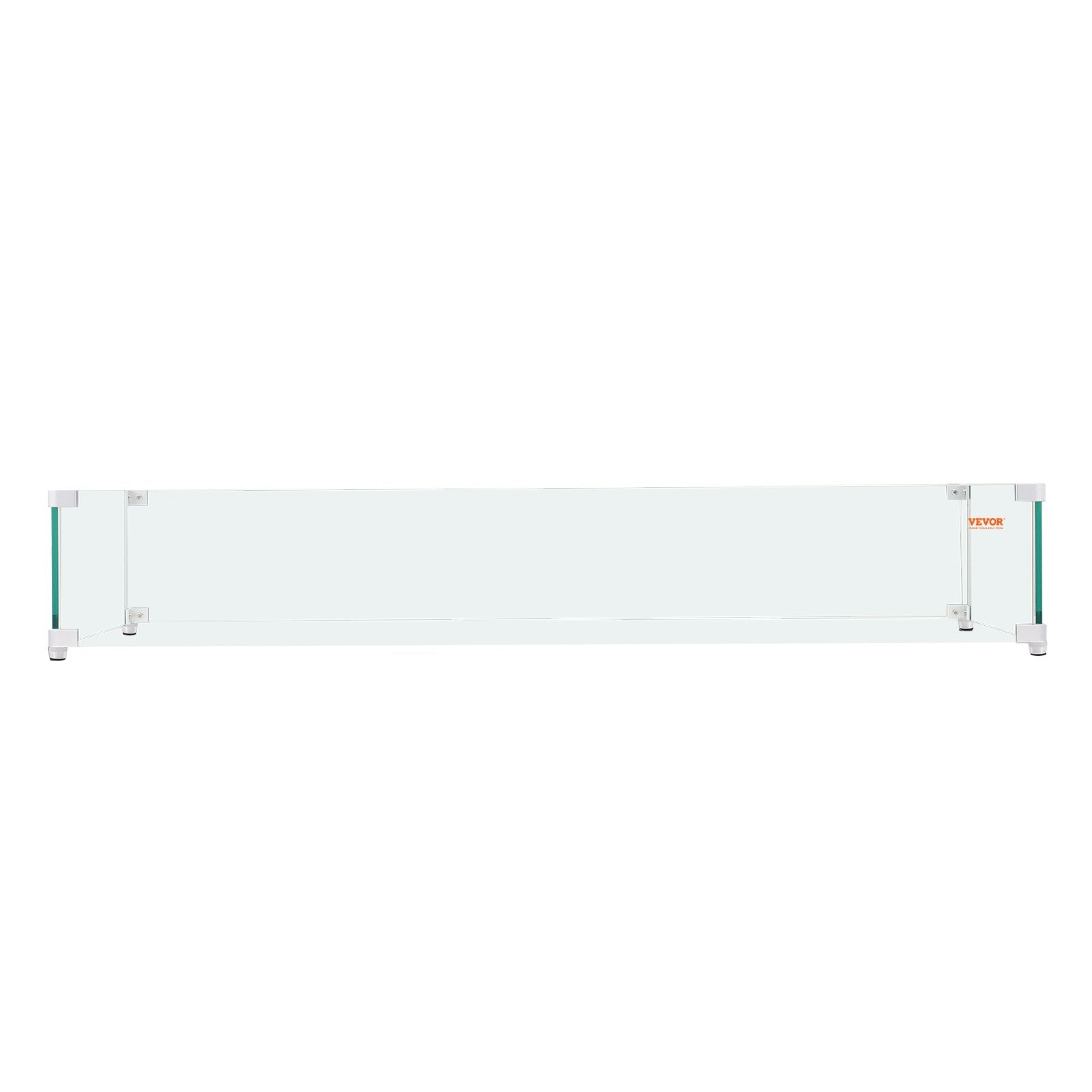 VEVOR Gas Fire Pit Wind Guard for Square Fire Table, 23.5 x 7.5 x 6.5 inch Clear Tempered Wind Guard for Firepits, 0.31 inch Thick Square Glass Shield, Glass Panel with Hard Corner Bracket & Feet