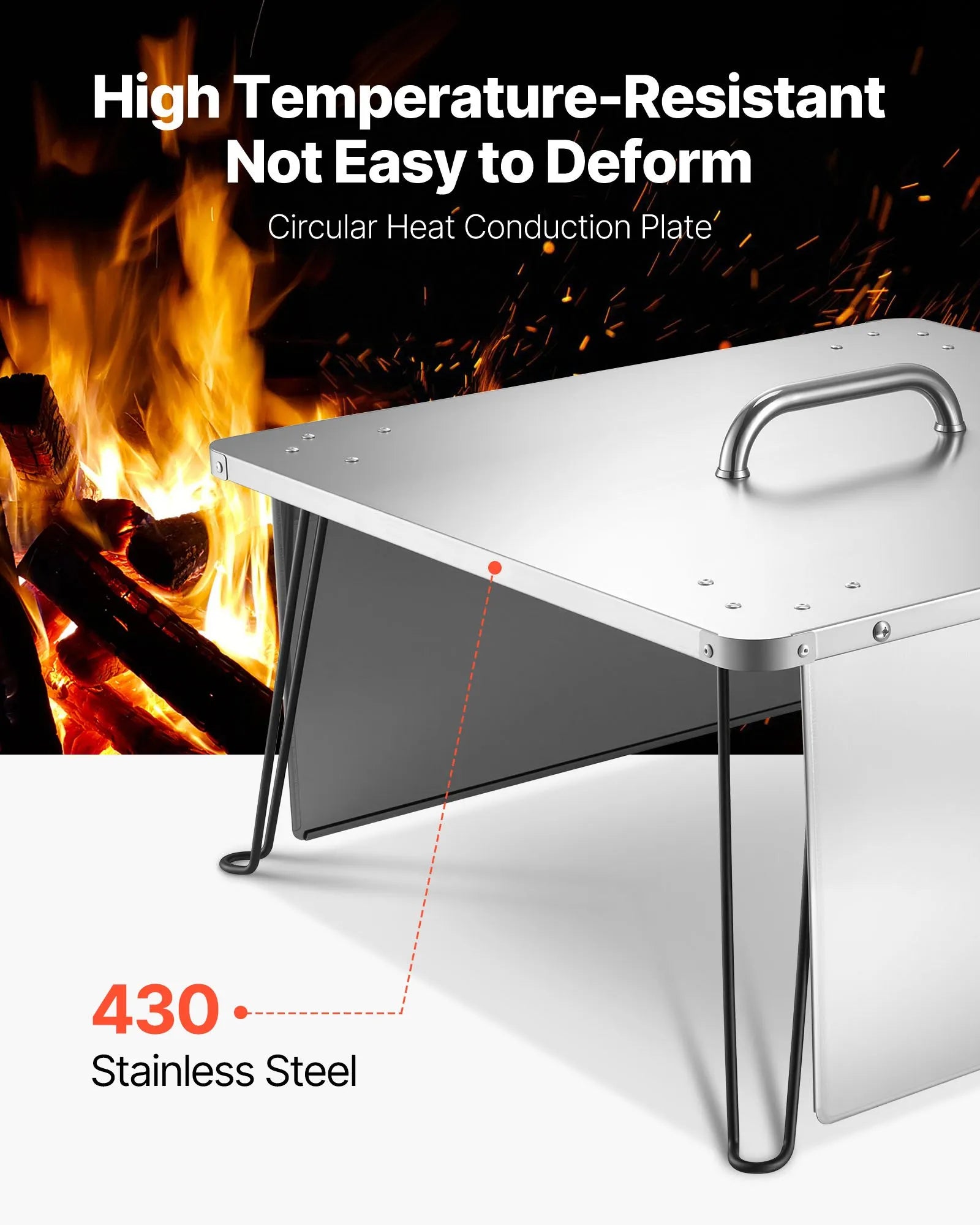 VEVOR Fire Pit Heat Deflector 25x25x14 in Outdoor Burner Cover Stainless Steel