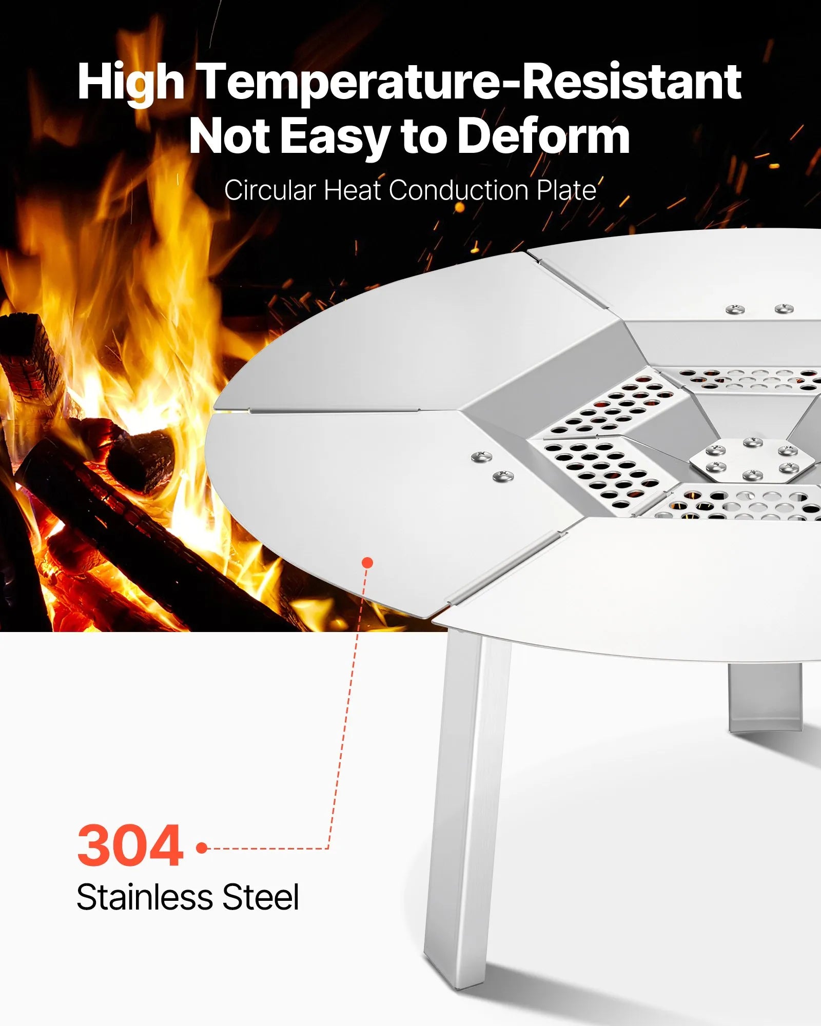 VEVOR Fire Pit Heat Deflector for Solo Stove Yukon 20 in Bonfire Stainless Steel