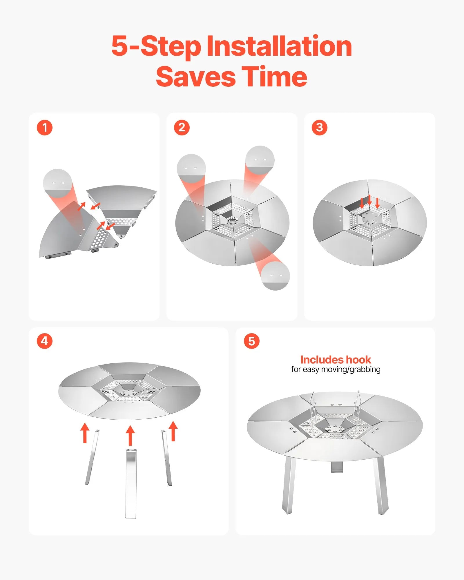 VEVOR Fire Pit Heat Deflector for Solo Stove Yukon 20 in Bonfire Stainless Steel