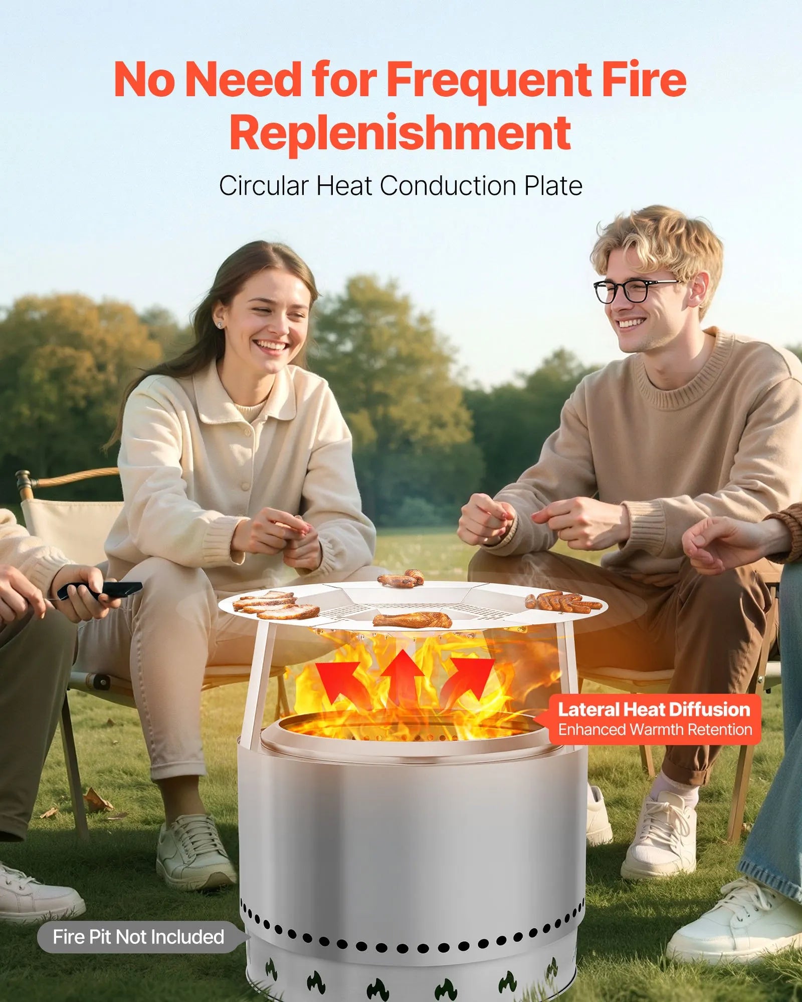 VEVOR Fire Pit Heat Deflector for Solo Stove Yukon 27 in Bonfire Stainless Steel