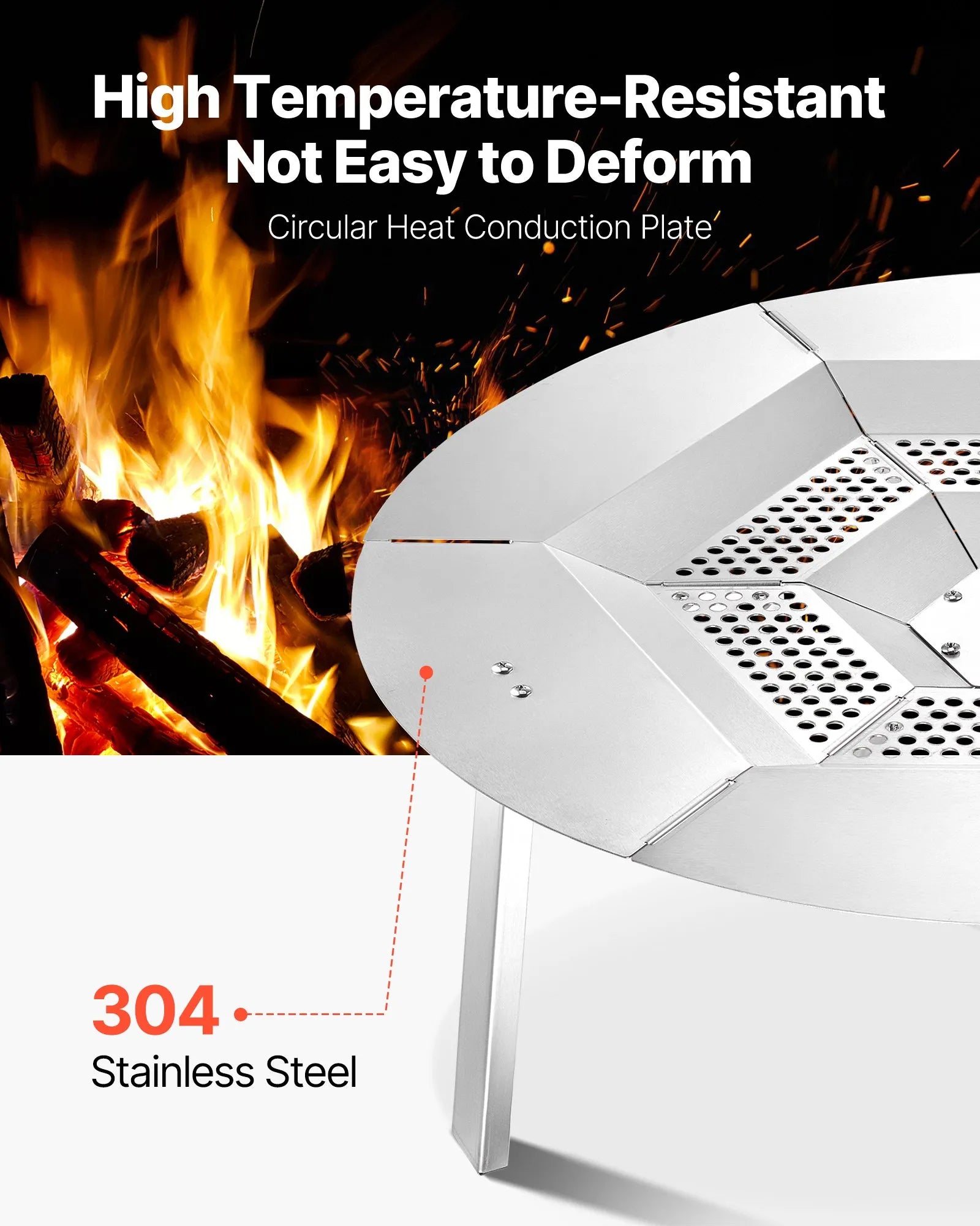 VEVOR Fire Pit Heat Deflector for Solo Stove Yukon 27 in Bonfire Stainless Steel