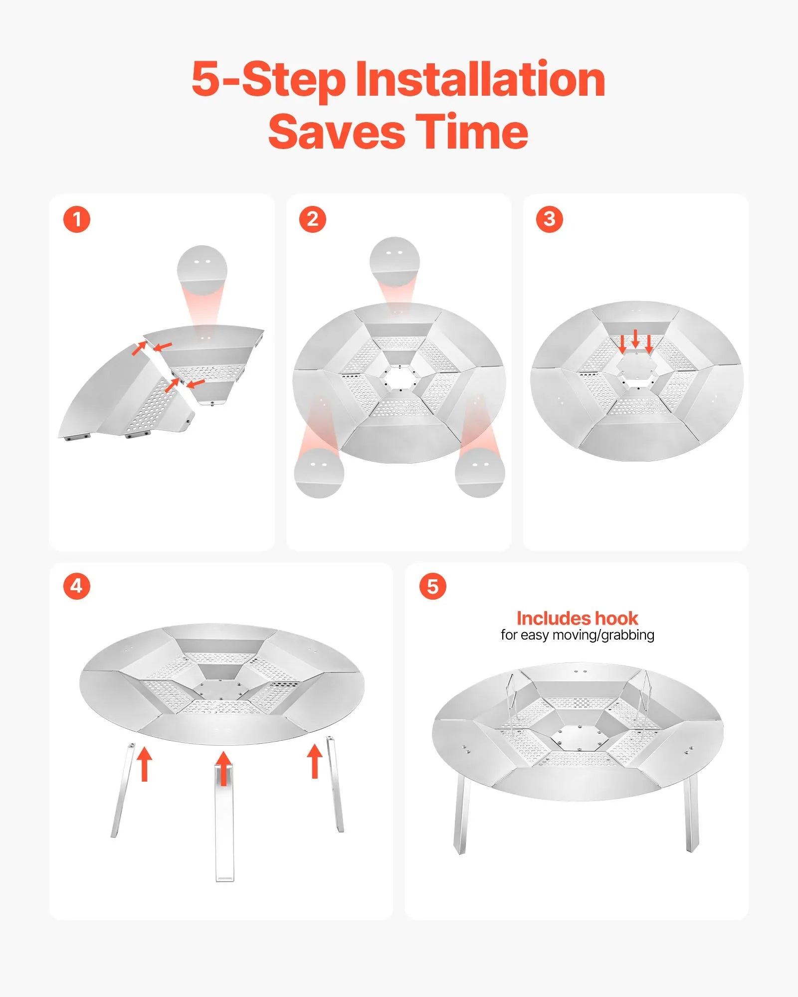 VEVOR Fire Pit Heat Deflector for Solo Stove Yukon 27 in Bonfire Stainless Steel