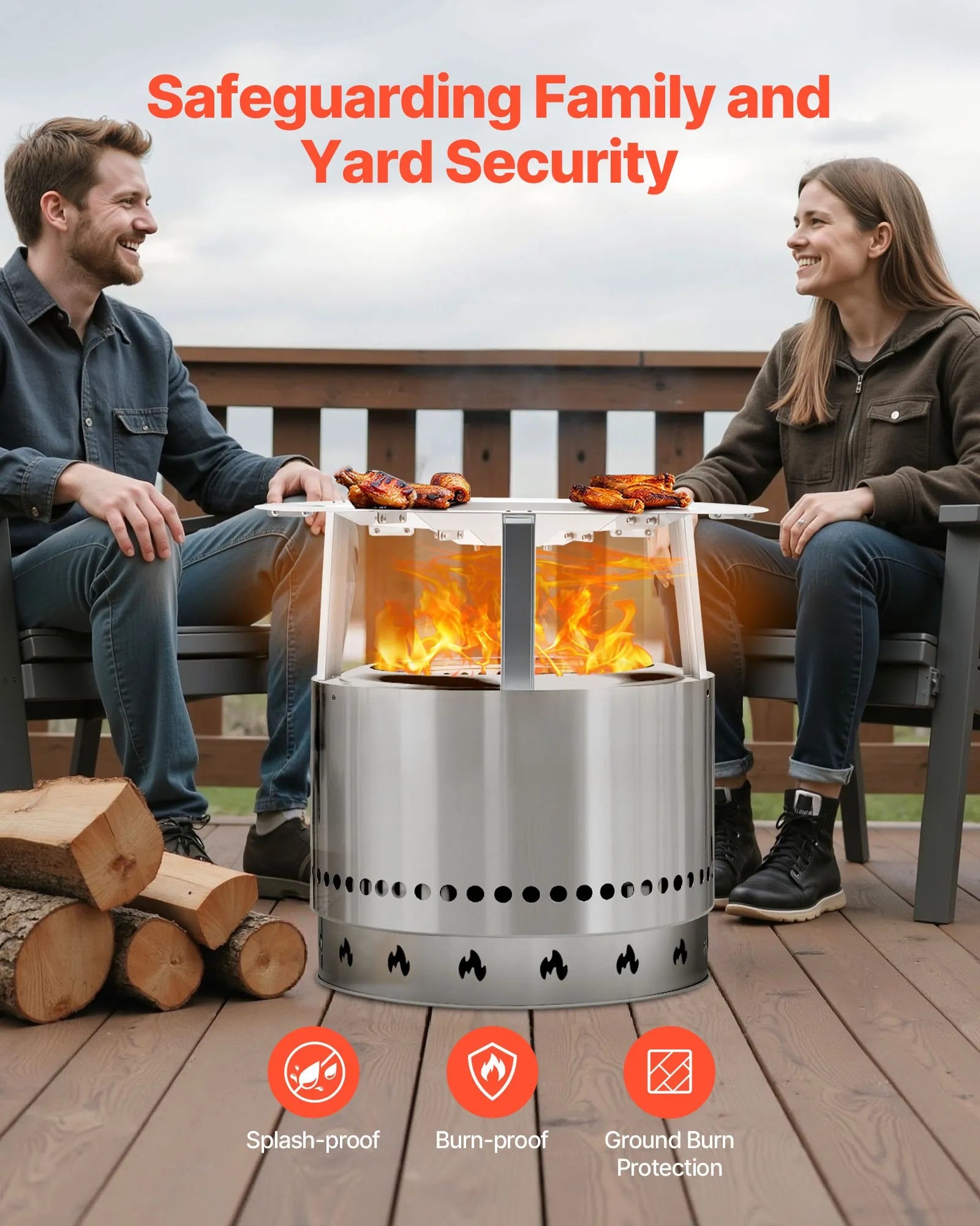 VEVOR Fire Pit Heat Deflector for Solo Stove Yukon 27 in Bonfire Stainless Steel