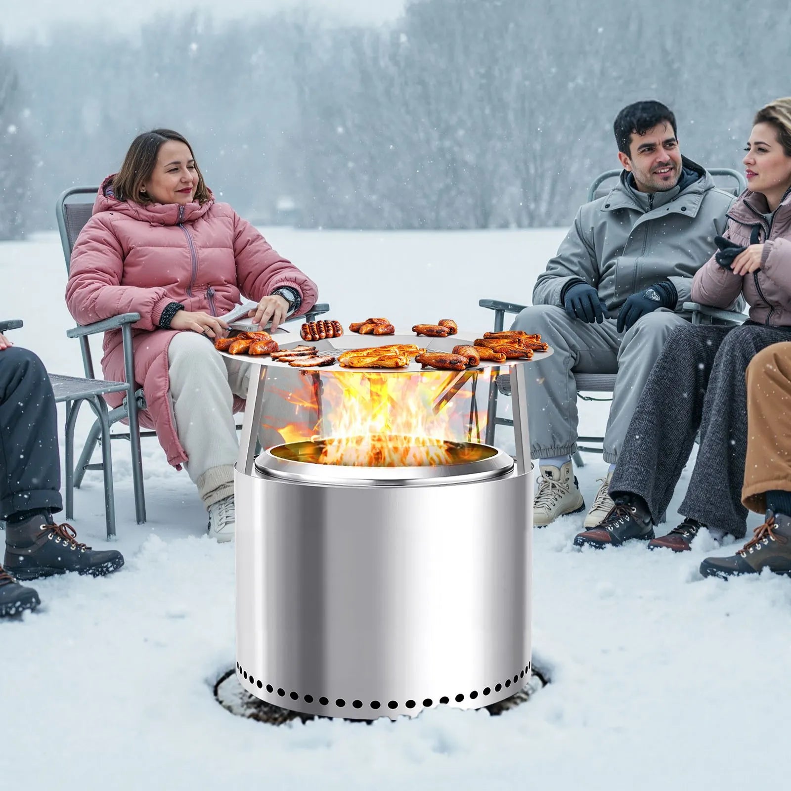 VEVOR Fire Pit Heat Deflector for Solo Stove Yukon 27 in Bonfire Stainless Steel