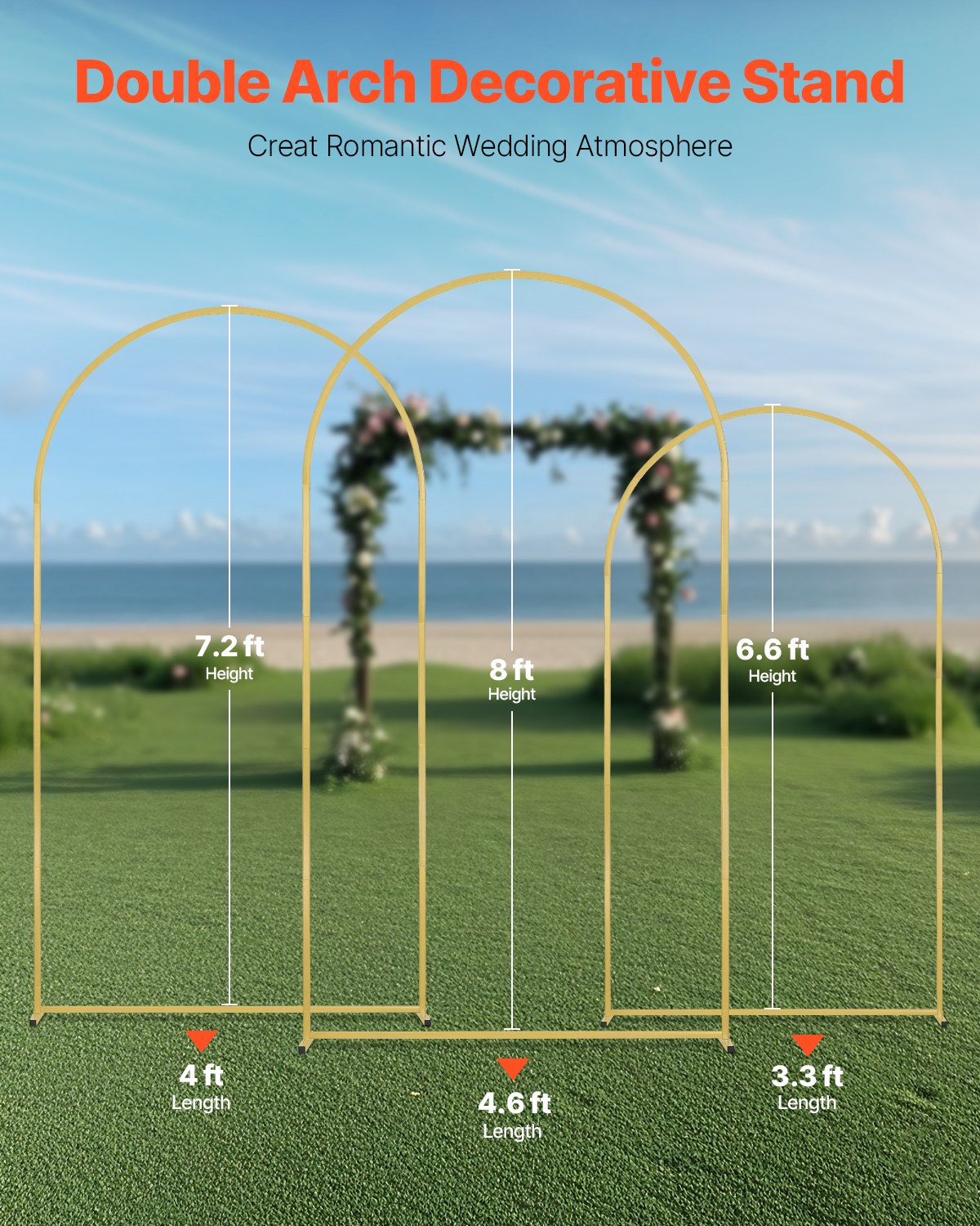 VEVOR Metal Arch Backdrop Stand Set of 3 Stand with Case Connection for Wedding