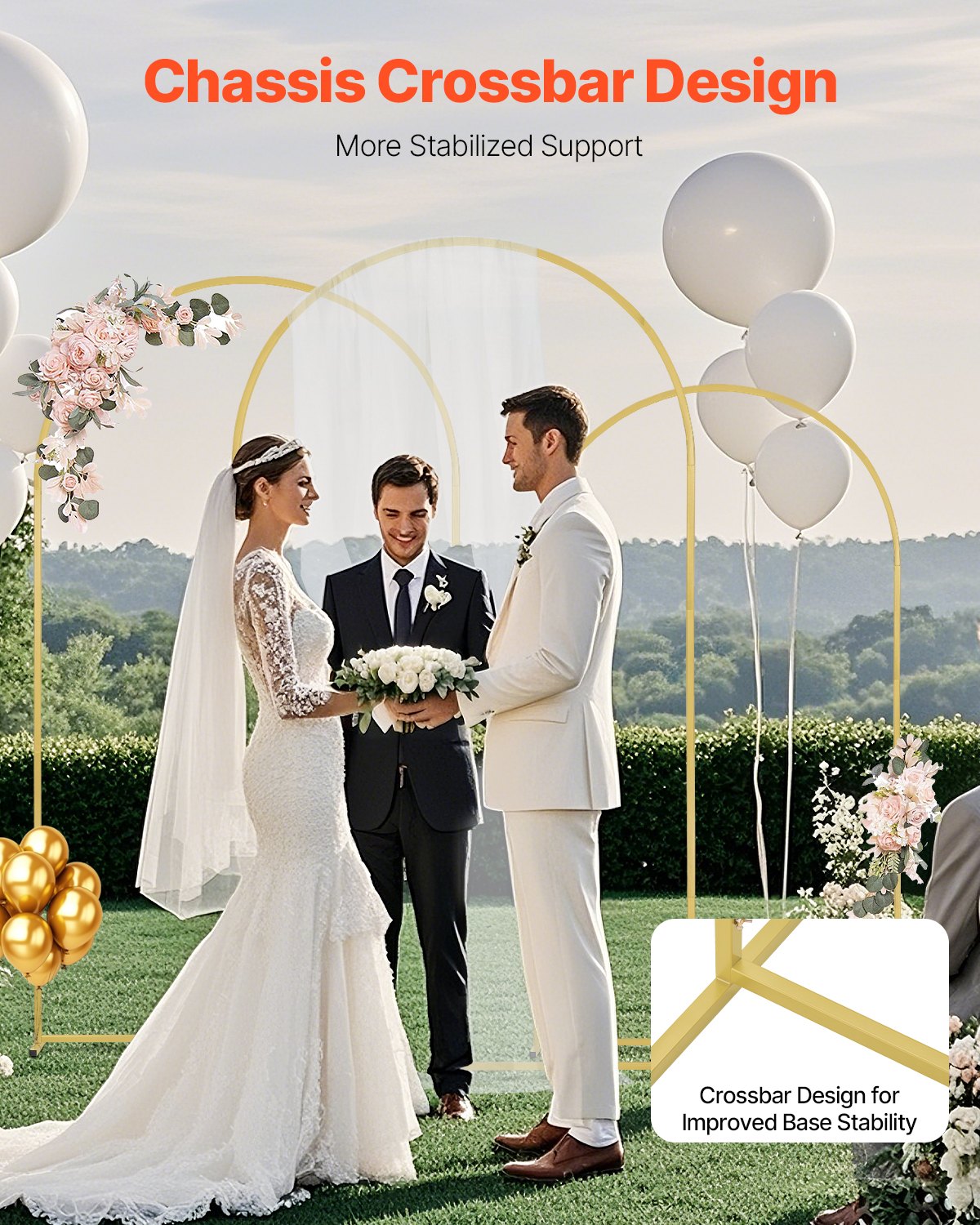 VEVOR Metal Arch Backdrop Stand Set of 3 Stand with Case Connection for Wedding