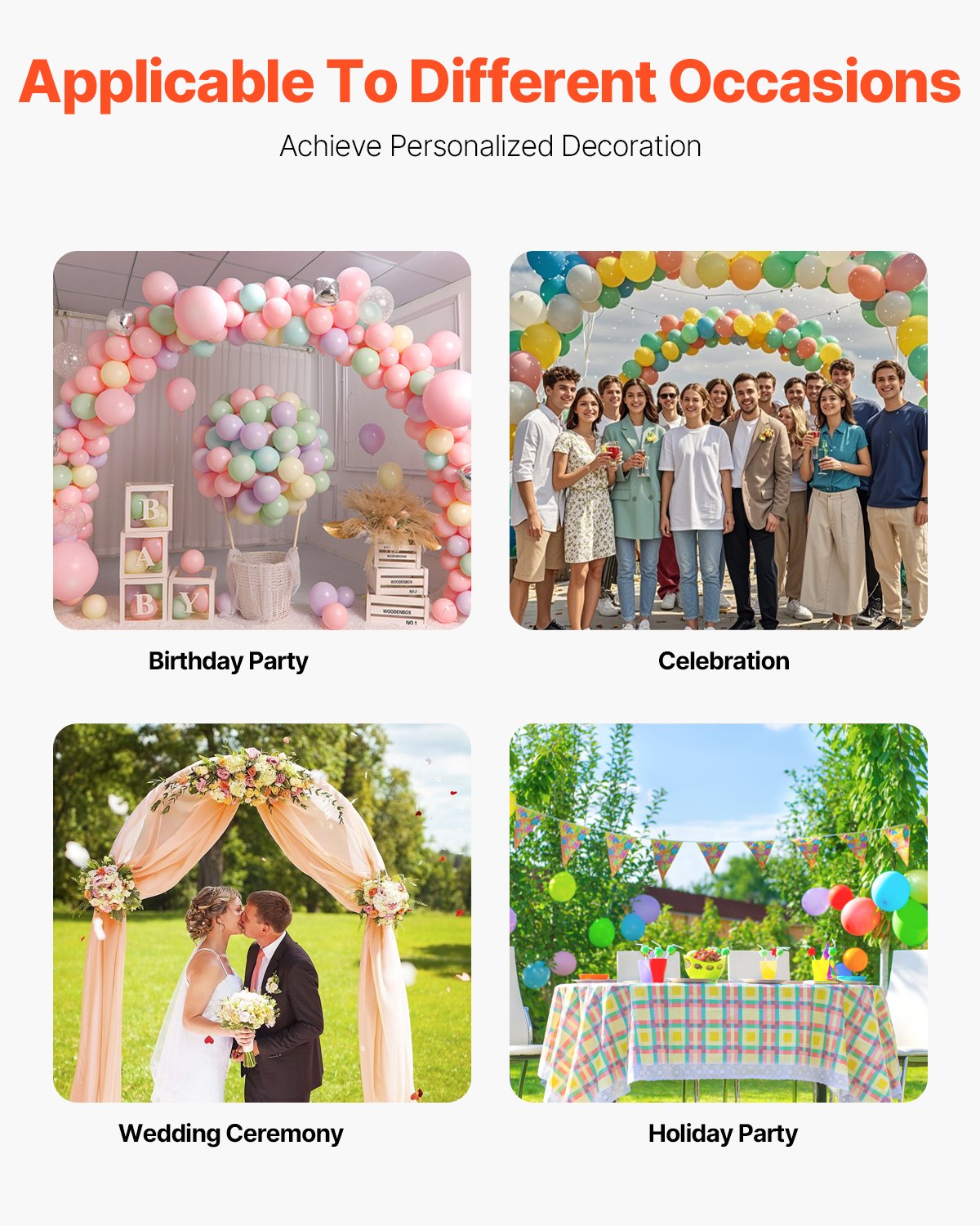 VEVOR Metal Arch Backdrop Stand Set of 3 Stand with Case Connection for Wedding