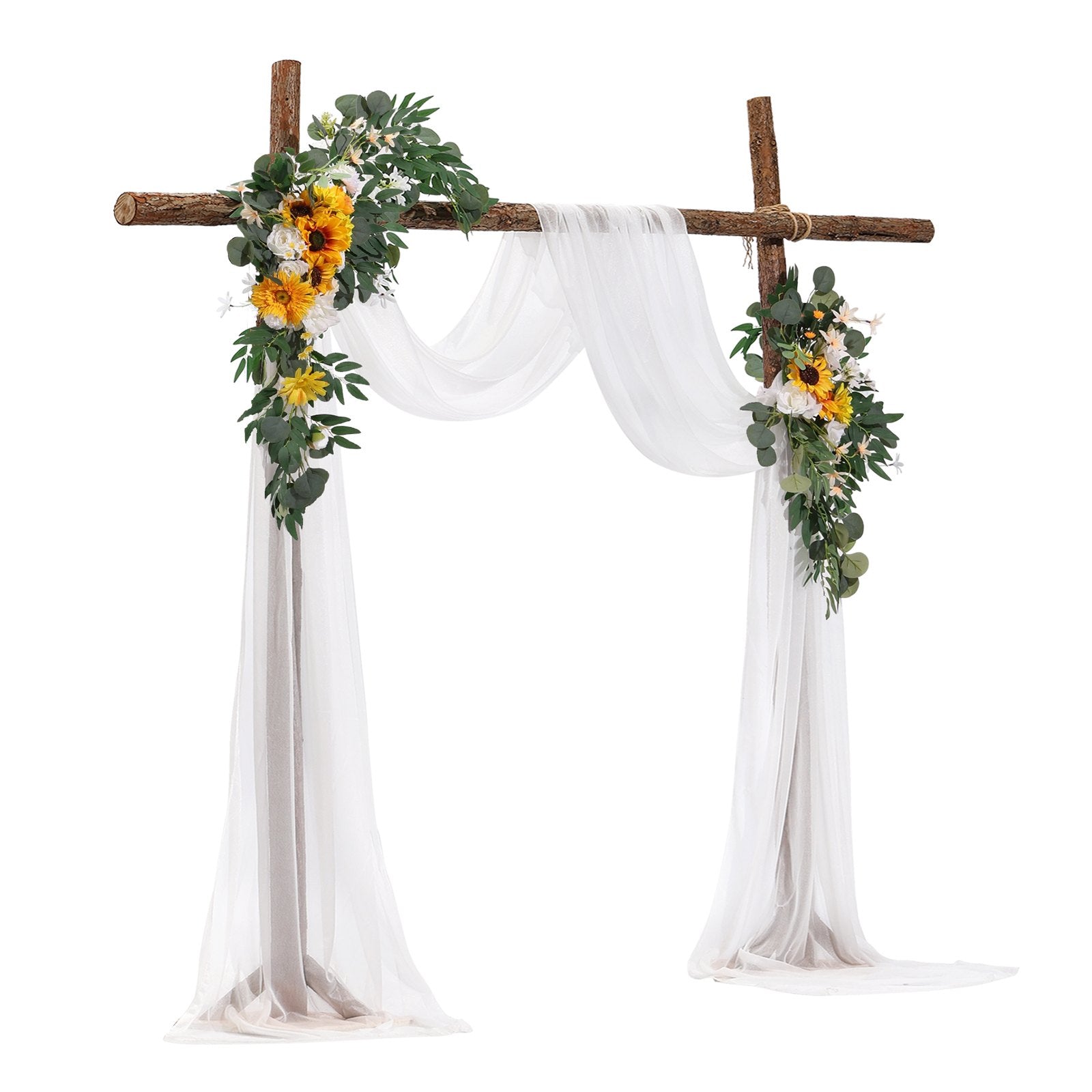 VEVOR Artificial Wedding Arch Flowers Kit Yellow With 2 Pcs Flowers 1 Pcs Drapes