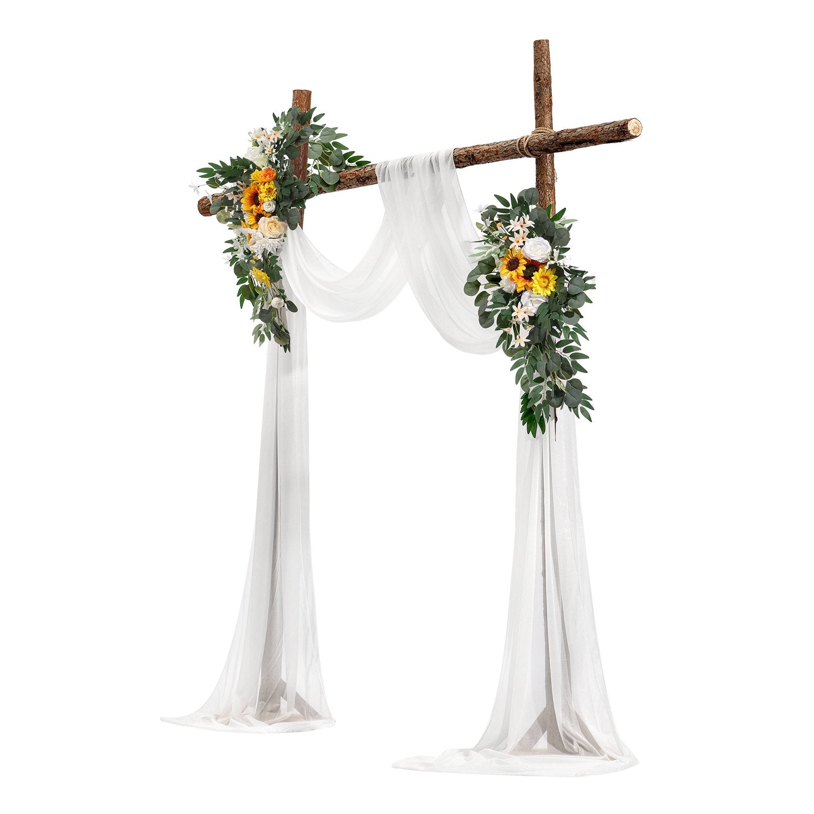 VEVOR Artificial Wedding Arch Flowers Kit Yellow With 2 Pcs Flowers 1 Pcs Drapes