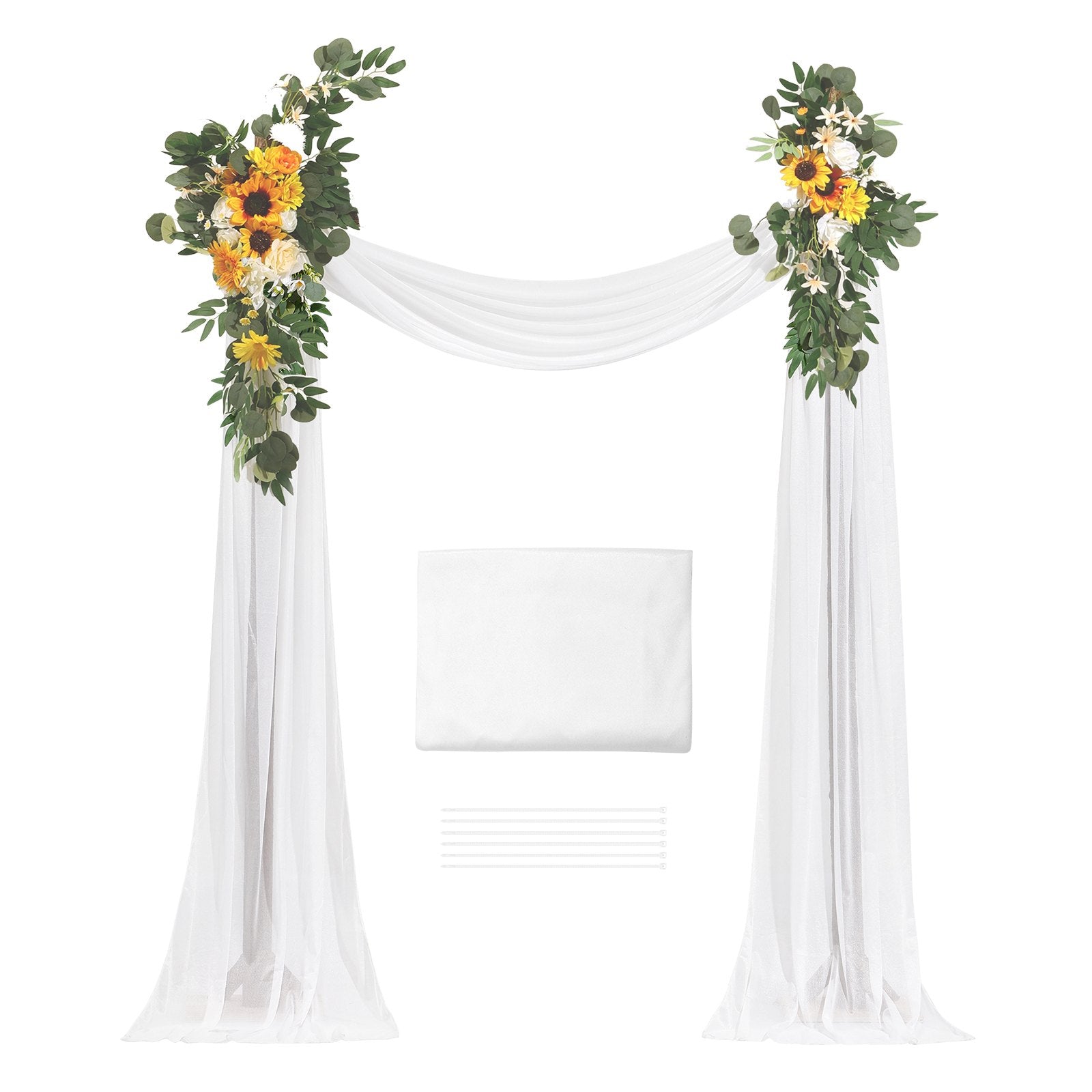 VEVOR Artificial Wedding Arch Flowers Kit Yellow With 2 Pcs Flowers 1 Pcs Drapes