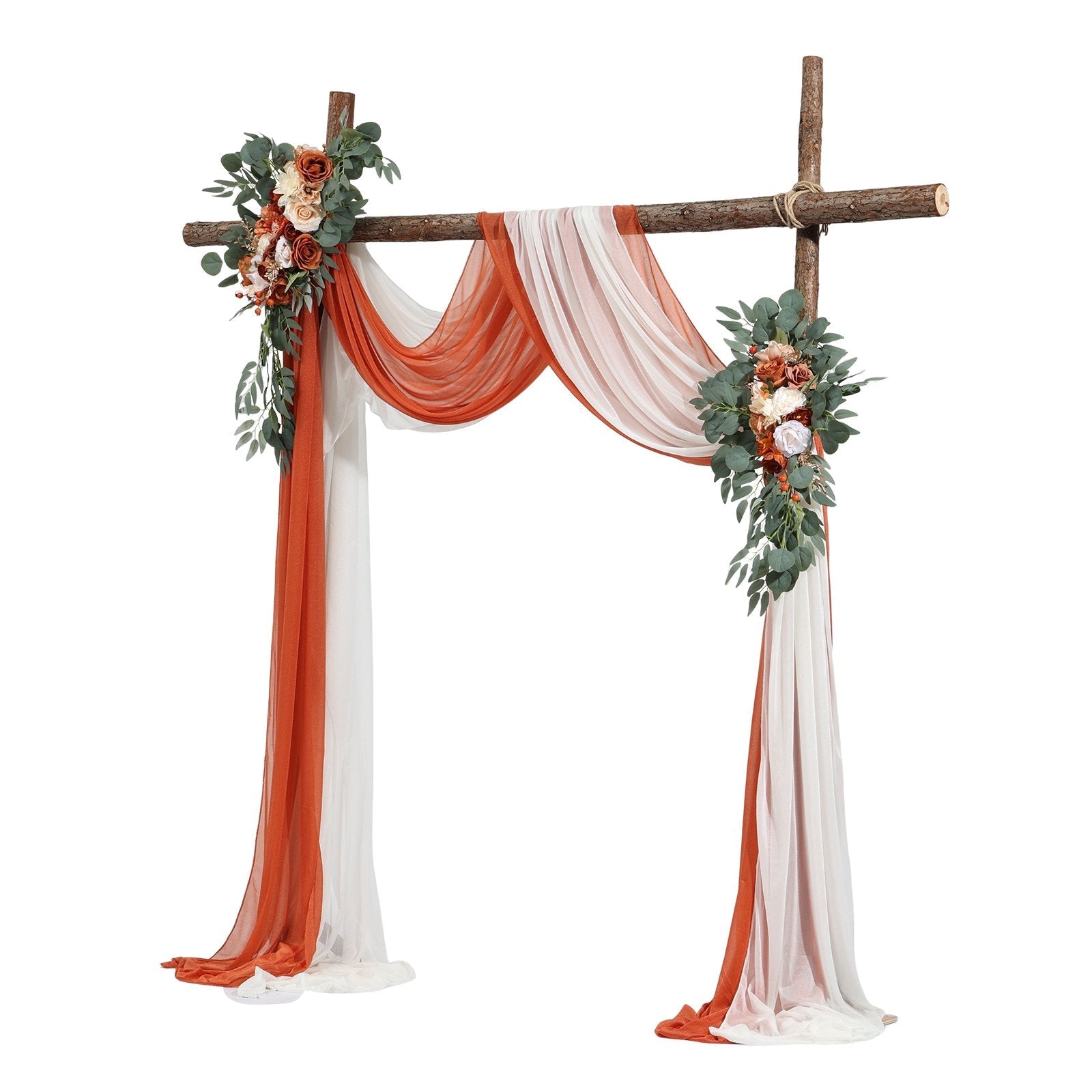 VEVOR Artificial Wedding Arch Flowers Kit Orange With 2 Pcs Flowers 2 Pcs Drapes