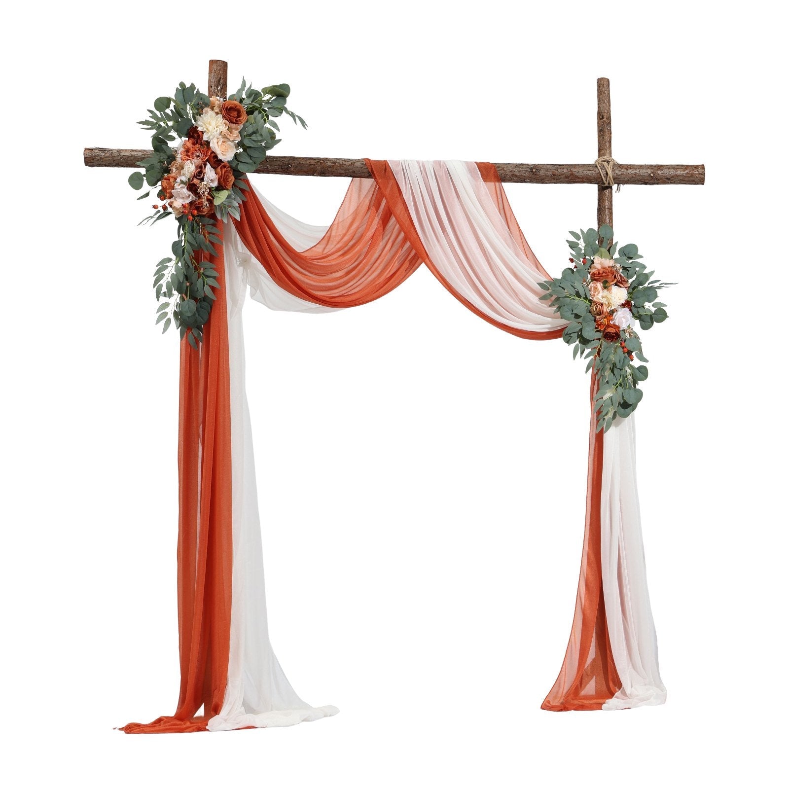 VEVOR Artificial Wedding Arch Flowers Kit Orange With 2 Pcs Flowers 2 Pcs Drapes
