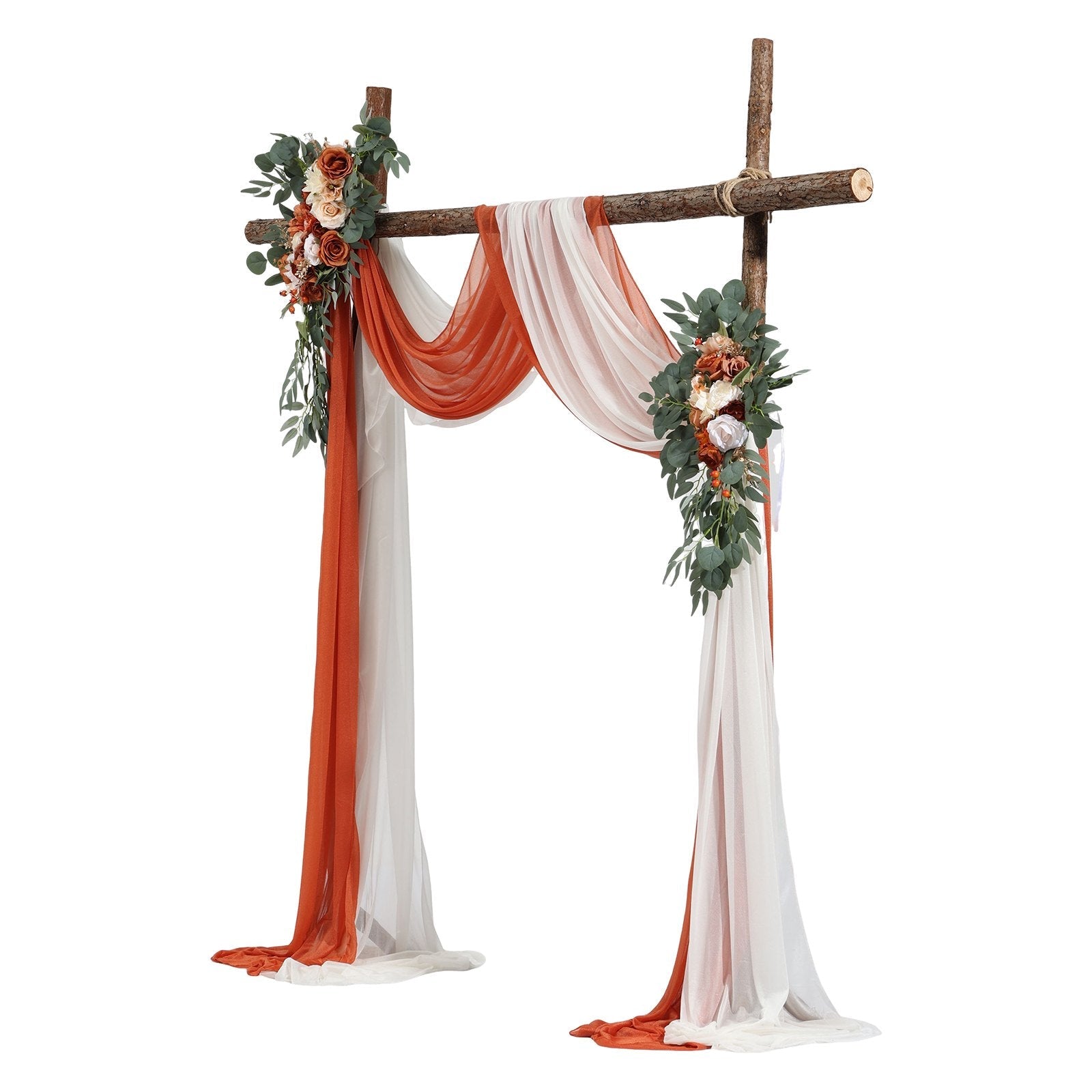 VEVOR Artificial Wedding Arch Flowers Kit Orange With 2 Pcs Flowers 2 Pcs Drapes
