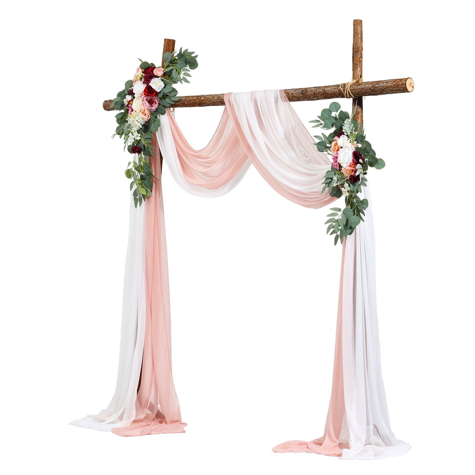 VEVOR Artificial Wedding Arch Flowers Kit Pink With 2 Pcs Flowers 2 Pcs Drapes