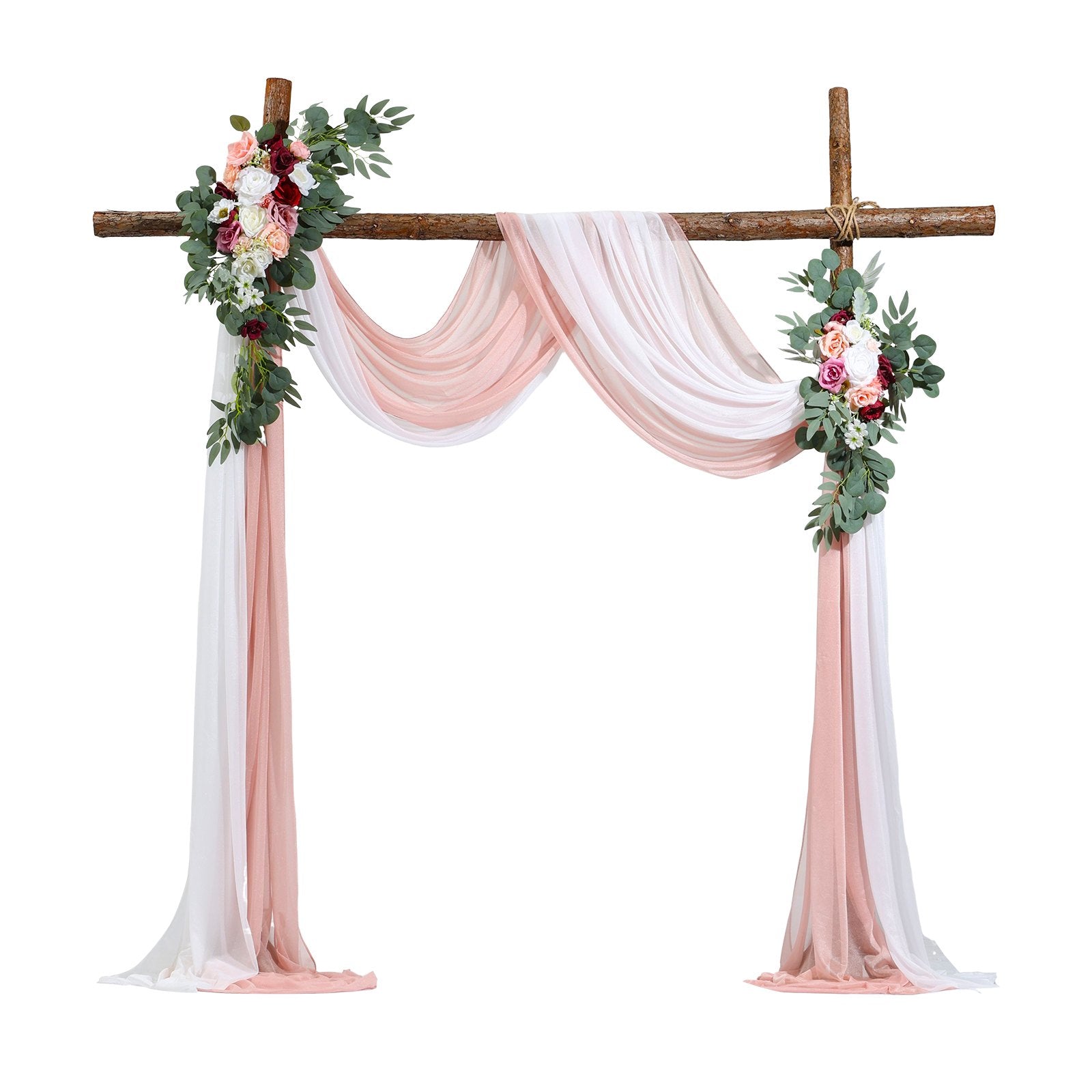 VEVOR Artificial Wedding Arch Flowers Kit Pink With 2 Pcs Flowers 2 Pcs Drapes