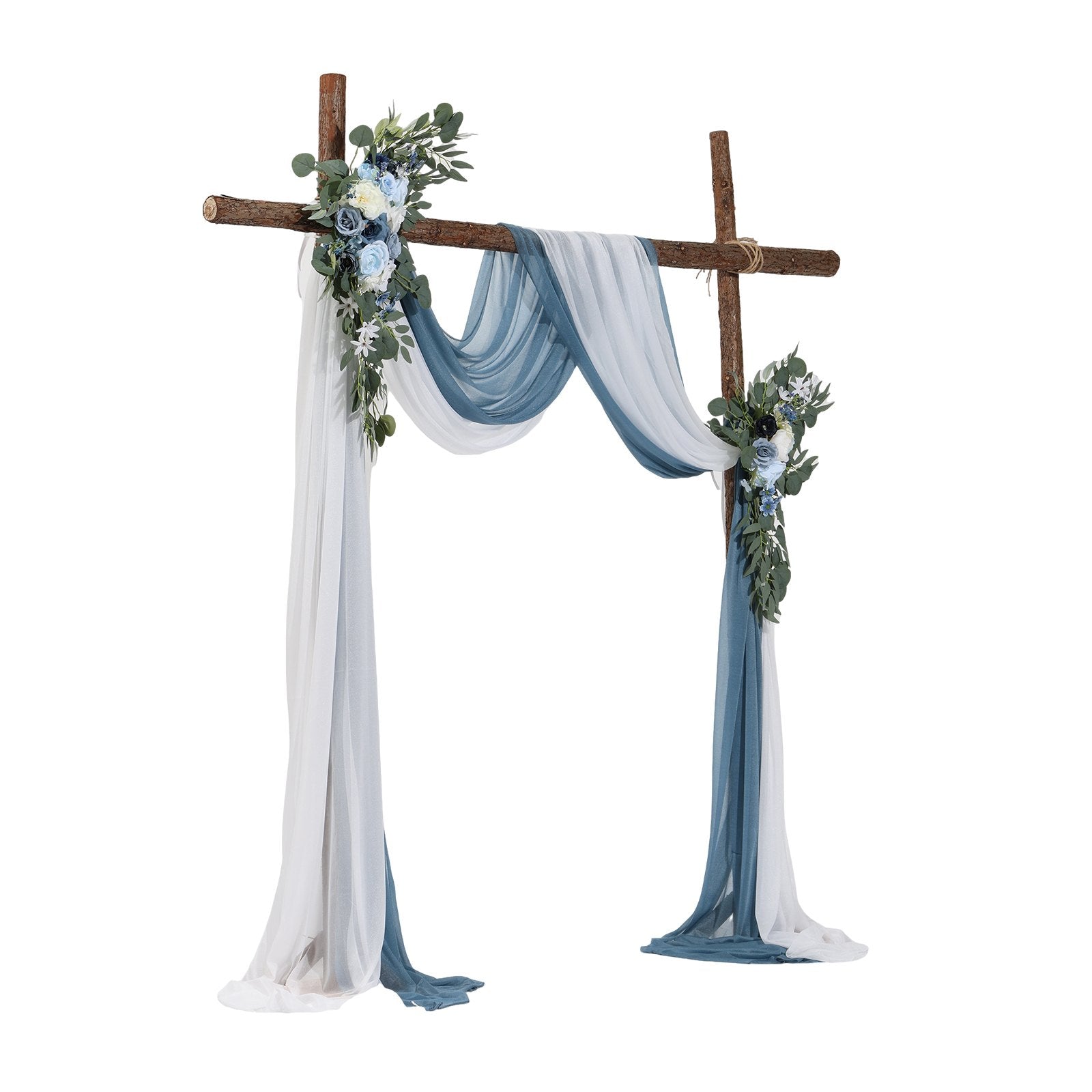 VEVOR Artificial Wedding Arch Flowers Kit Blue With 2 Pcs Flowers 2 Pcs Drapes