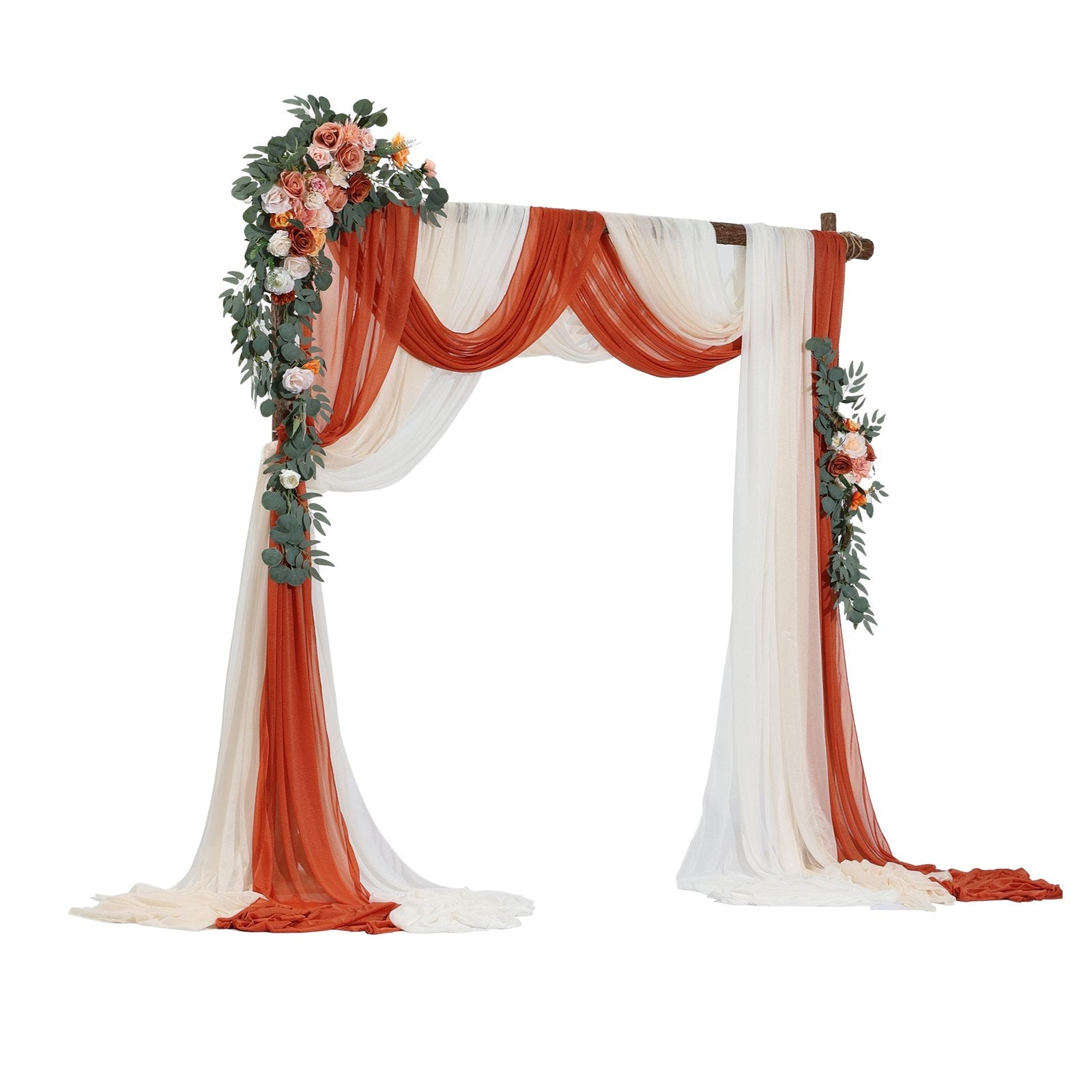 VEVOR Artificial Wedding Arch Flowers Kit Orange With 2 Pcs Flowers 3 Pcs Drapes