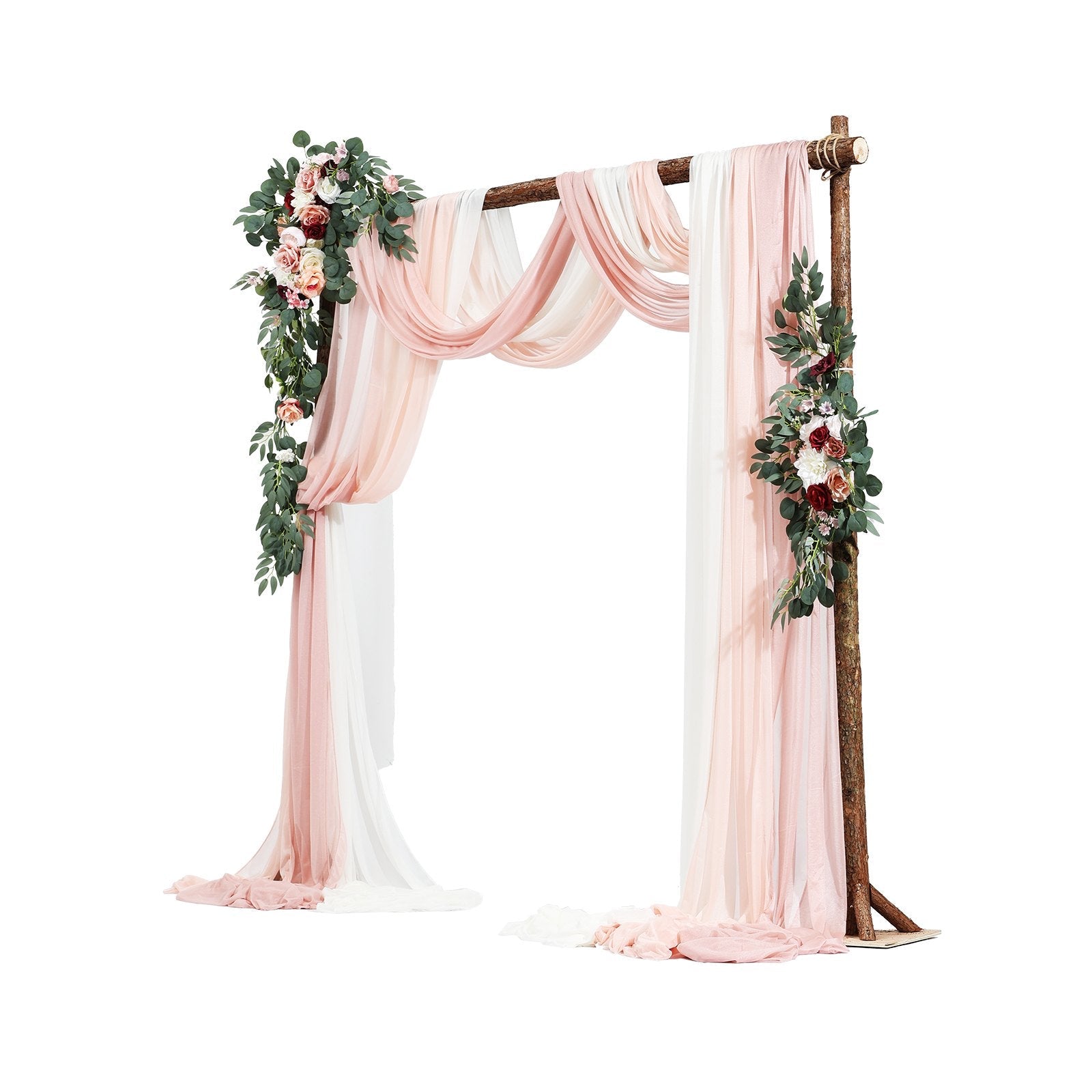 VEVOR Artificial Wedding Arch Flowers Kit Pink With 2 Pcs Flowers 3 Pcs Drapes