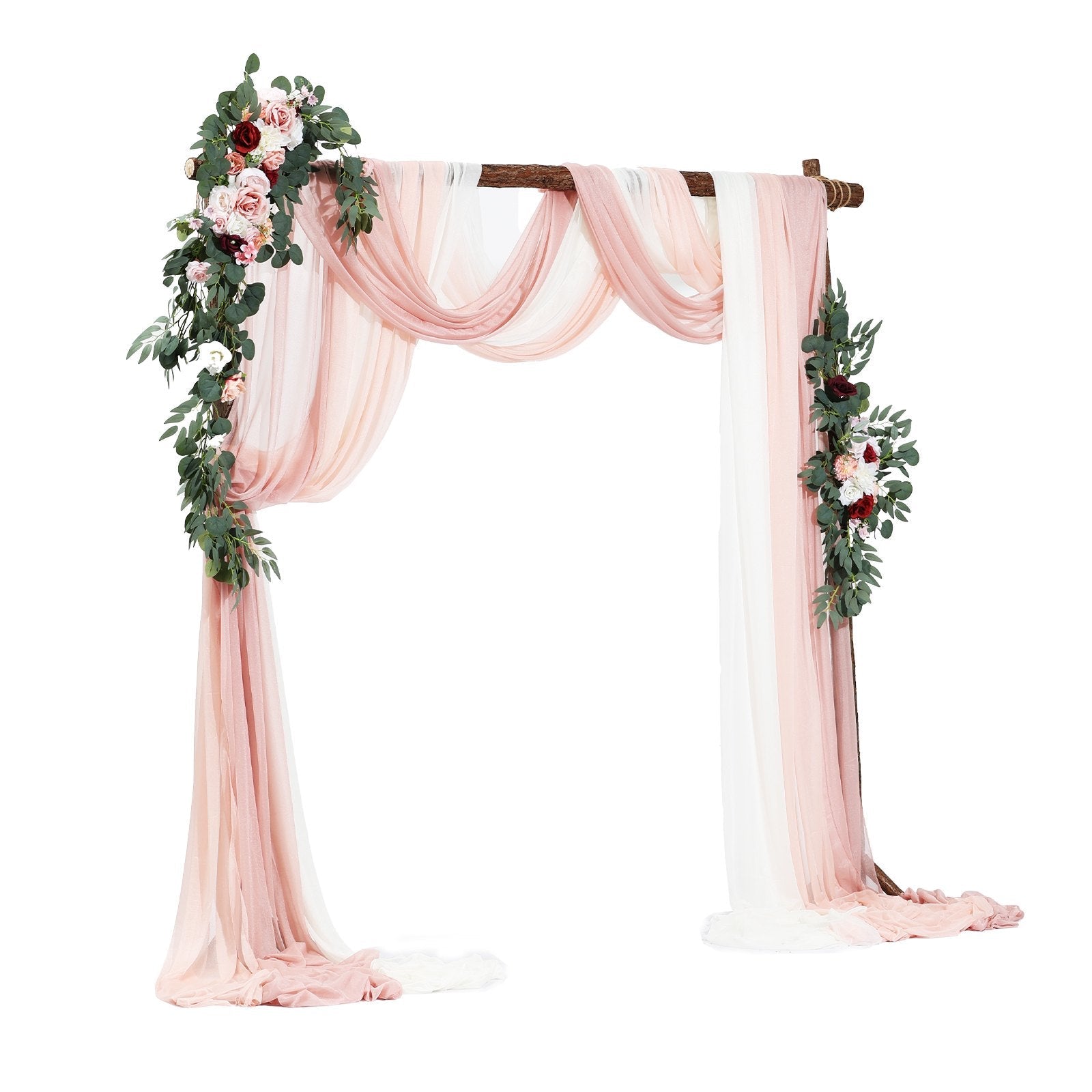 VEVOR Artificial Wedding Arch Flowers Kit Pink With 2 Pcs Flowers 3 Pcs Drapes