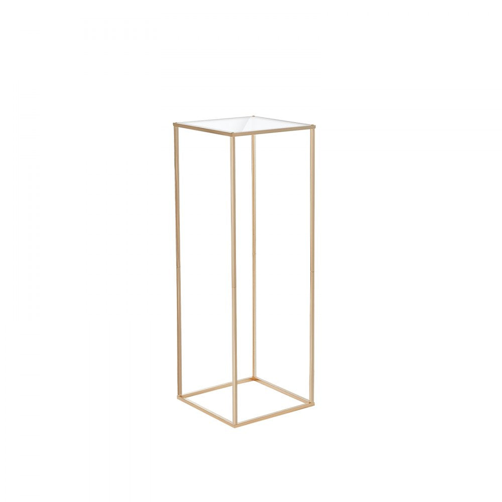 VEVOR 2PCS 31.5inch/80cm High Wedding Flower Stand, With Acrylic Laminate,Metal Vase Column Geometric Centerpiece Stands, Gold Rectangular Floral Display Rack for Events Reception, Party Decoration
