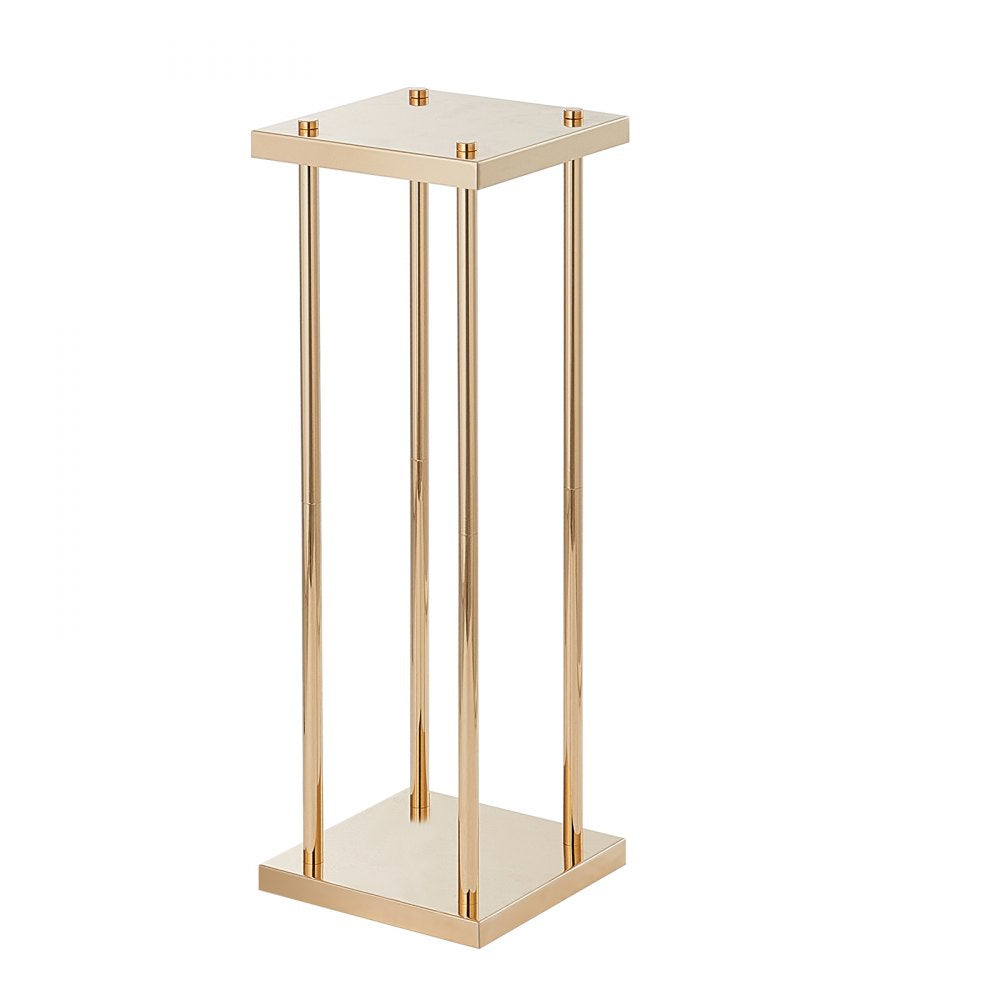 VEVOR 4PCS Gold Metal Column Wedding Flower Stand, 23.6inch /60cm High With Metal Laminate, Vase Geometric Centerpiece Stands, Cylindrical Floral Display Rack for Events Reception, Party Road Leads