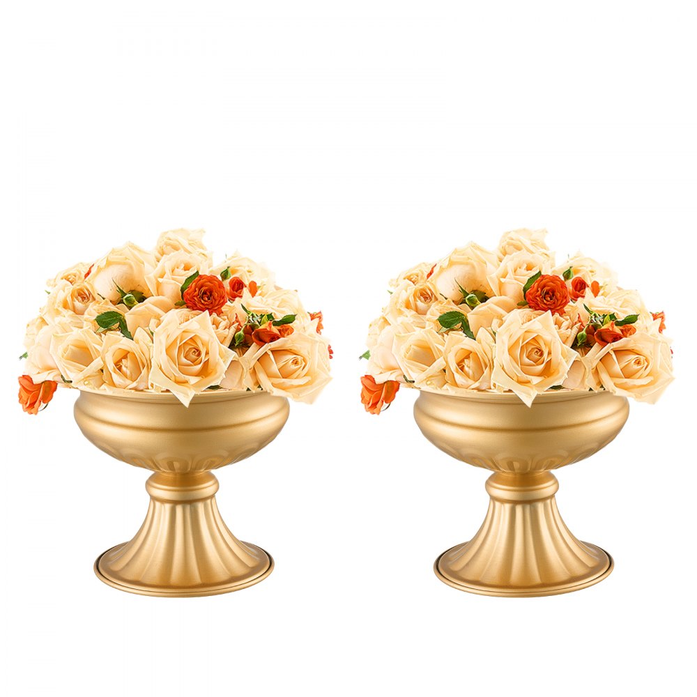 VEVOR 10PCS 16cm/6.3” Wedding Flower Vase Metal Gold Floral Stand for Table