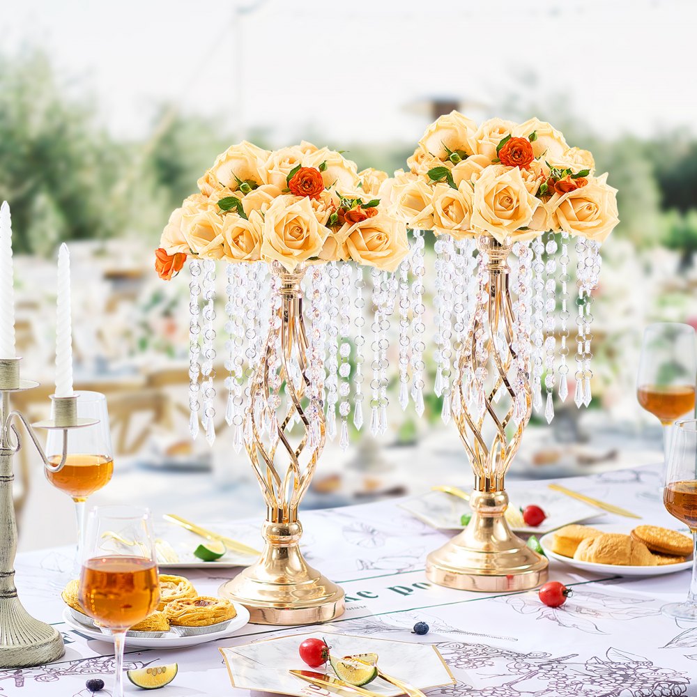VEVOR 20PCS 43cm/16.9” Tall Crystal Wedding Flower Stand Vase for Party Decor