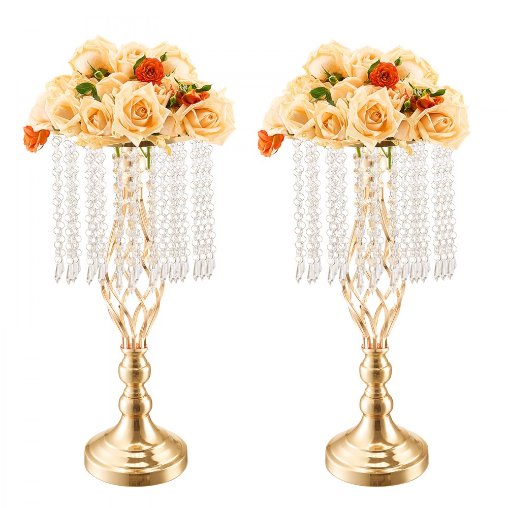 VEVOR 12PCS 49cm/19.3” Tall Crystal Wedding Flower Stand Vase for Party Decor