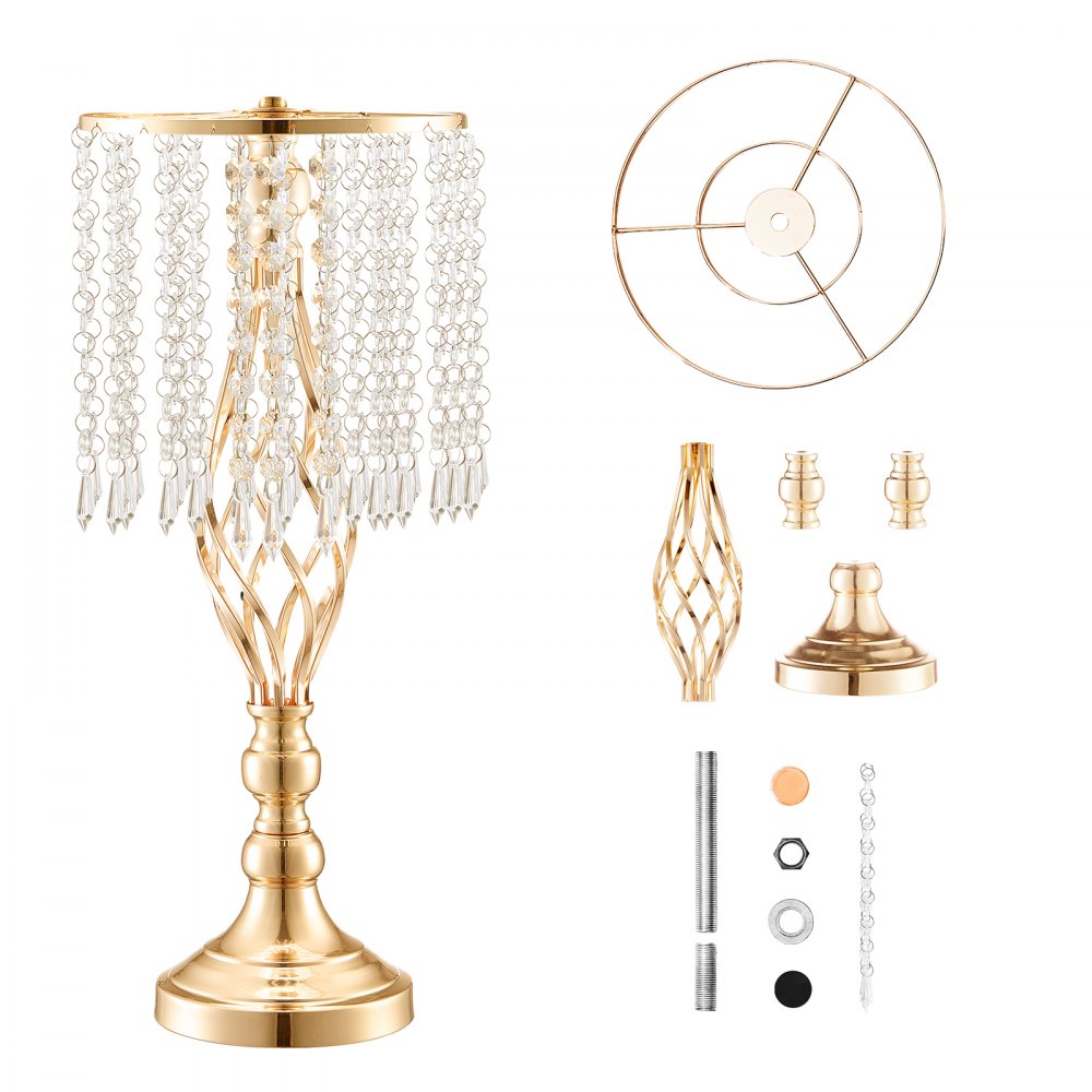 VEVOR 12PCS 49cm/19.3” Tall Crystal Wedding Flower Stand Vase for Party Decor