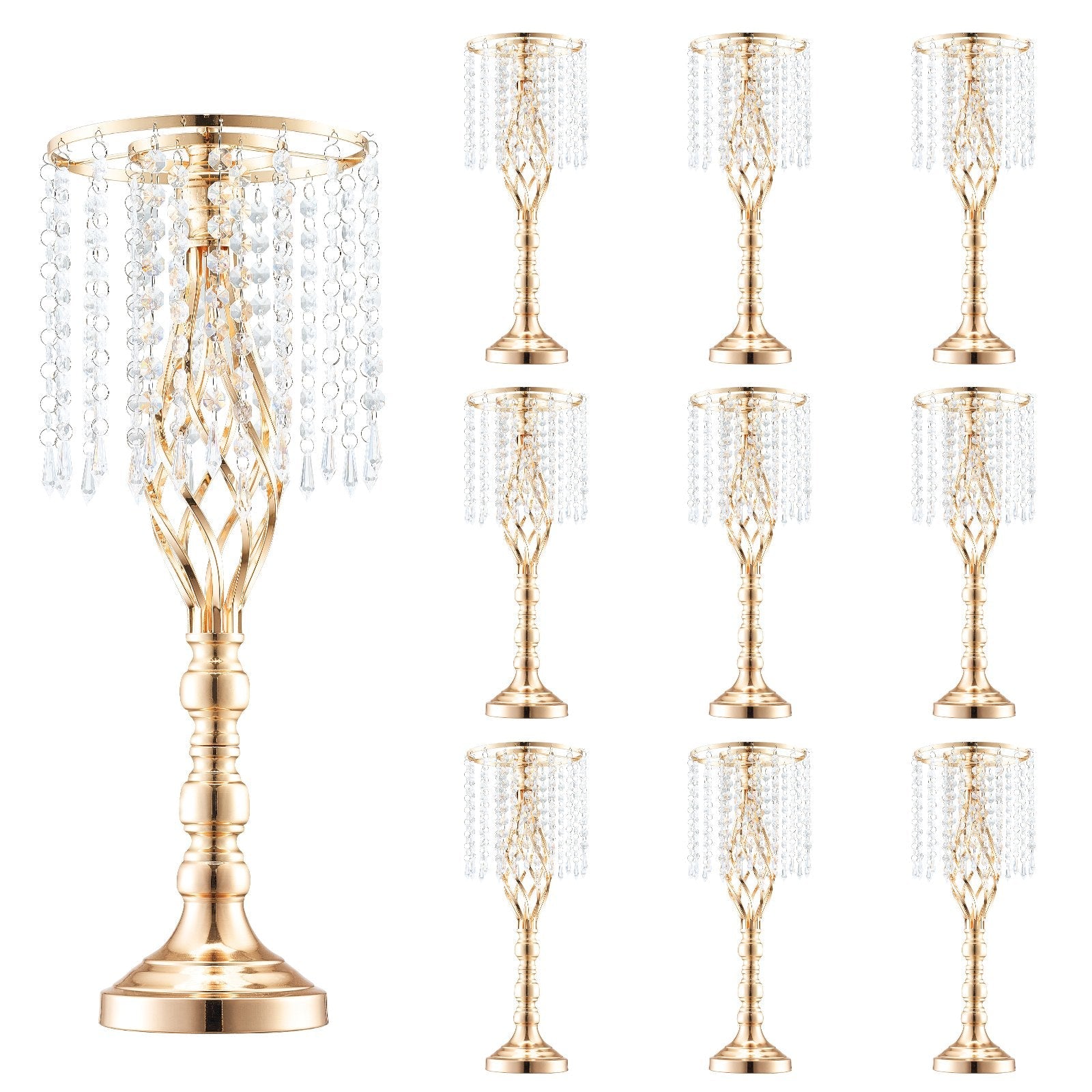 VEVOR 10PCS 55cm/21.65” Tall Crystal Wedding Flower Stand Vase for Party Decor