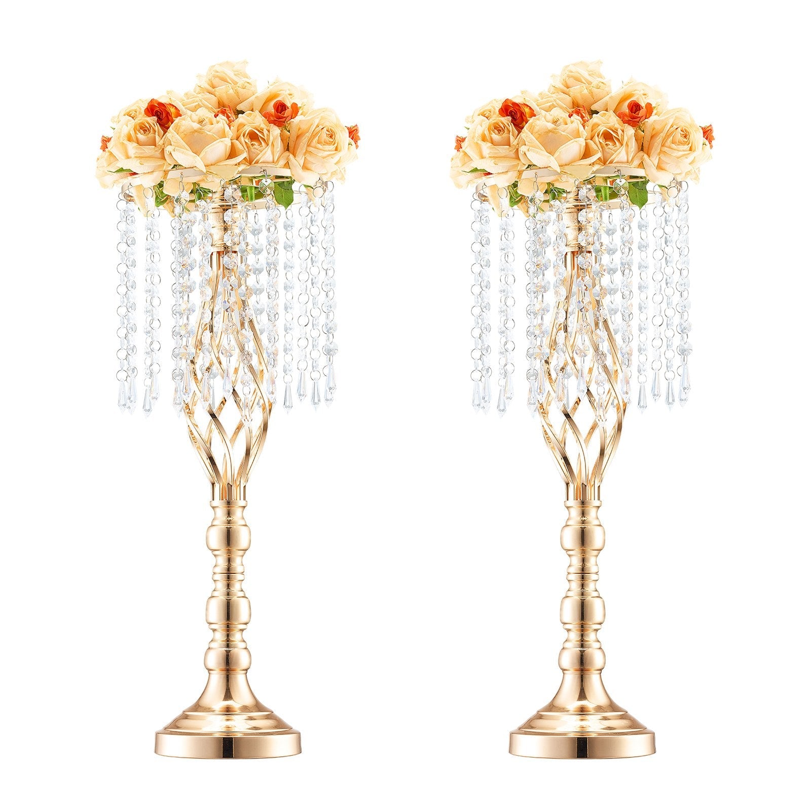VEVOR 2PCS 55cm/21.65” Tall Crystal Wedding Flower Stand Vase for Party Decor